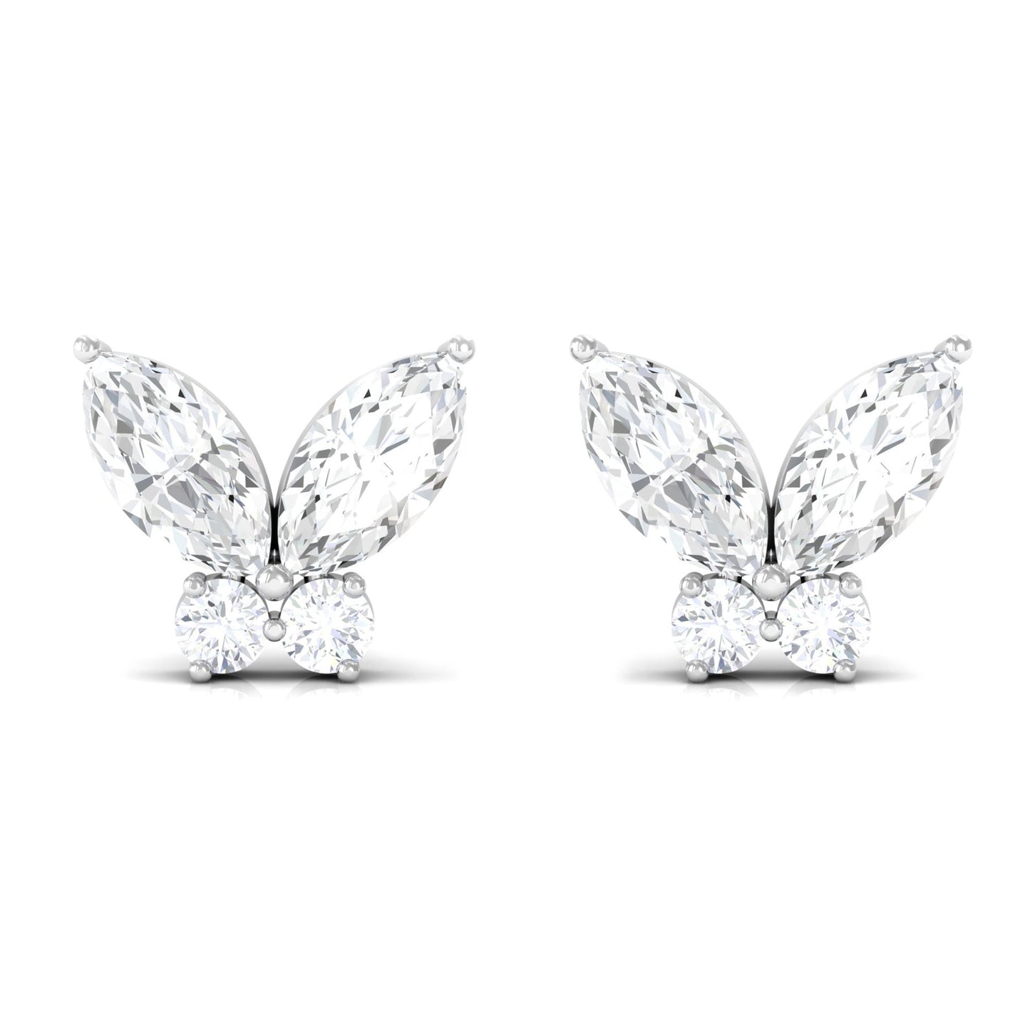 Natural Diamond Butterfly Stud Earrings with Certificate