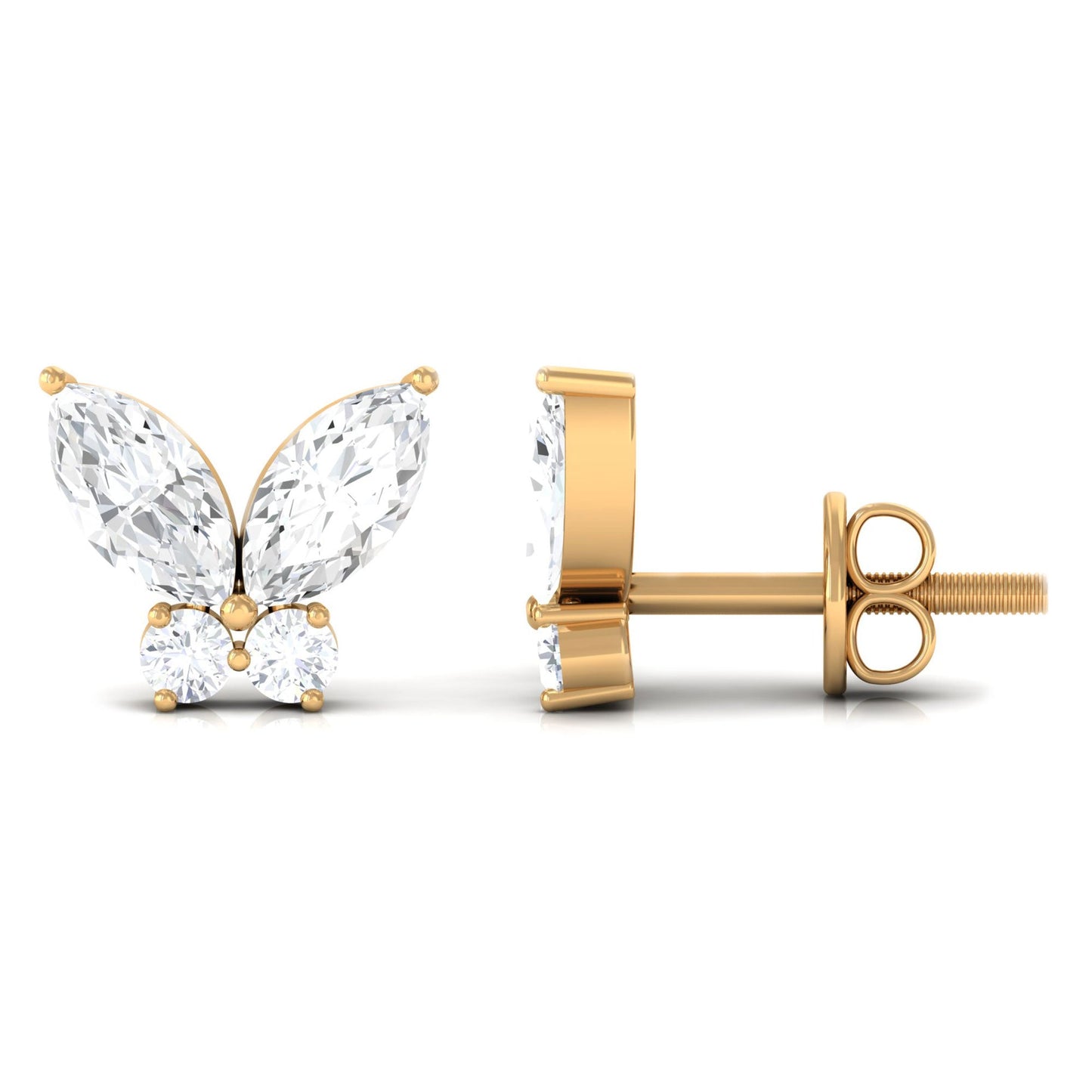 Natural Diamond Butterfly Stud Earrings with Certificate