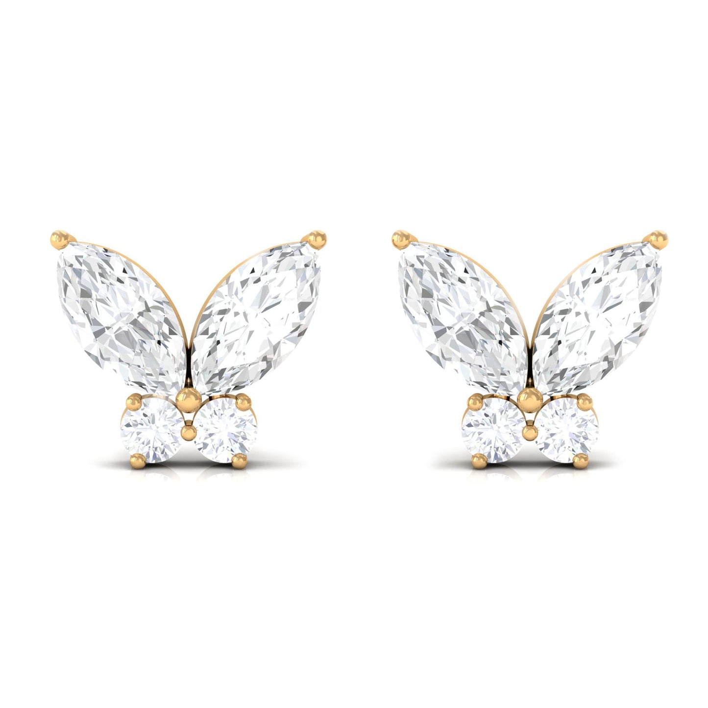 Natural Diamond Butterfly Stud Earrings with Certificate