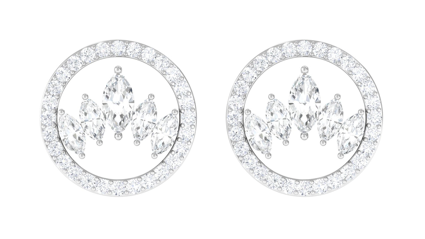 Natural Diamond Big Stud Earrings with Screw Back
