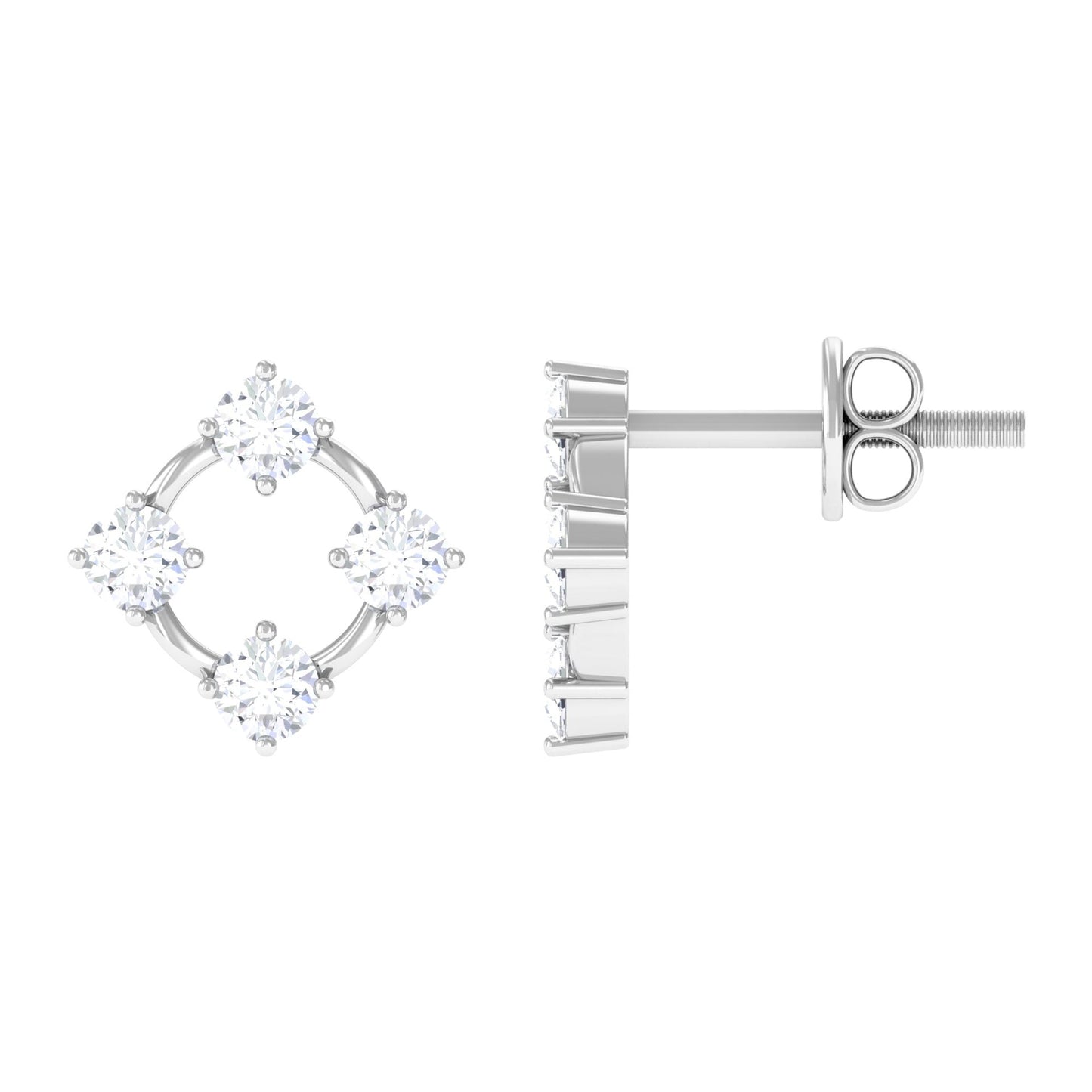 Natural Womens Diamond Stud Earrings with Screw Back