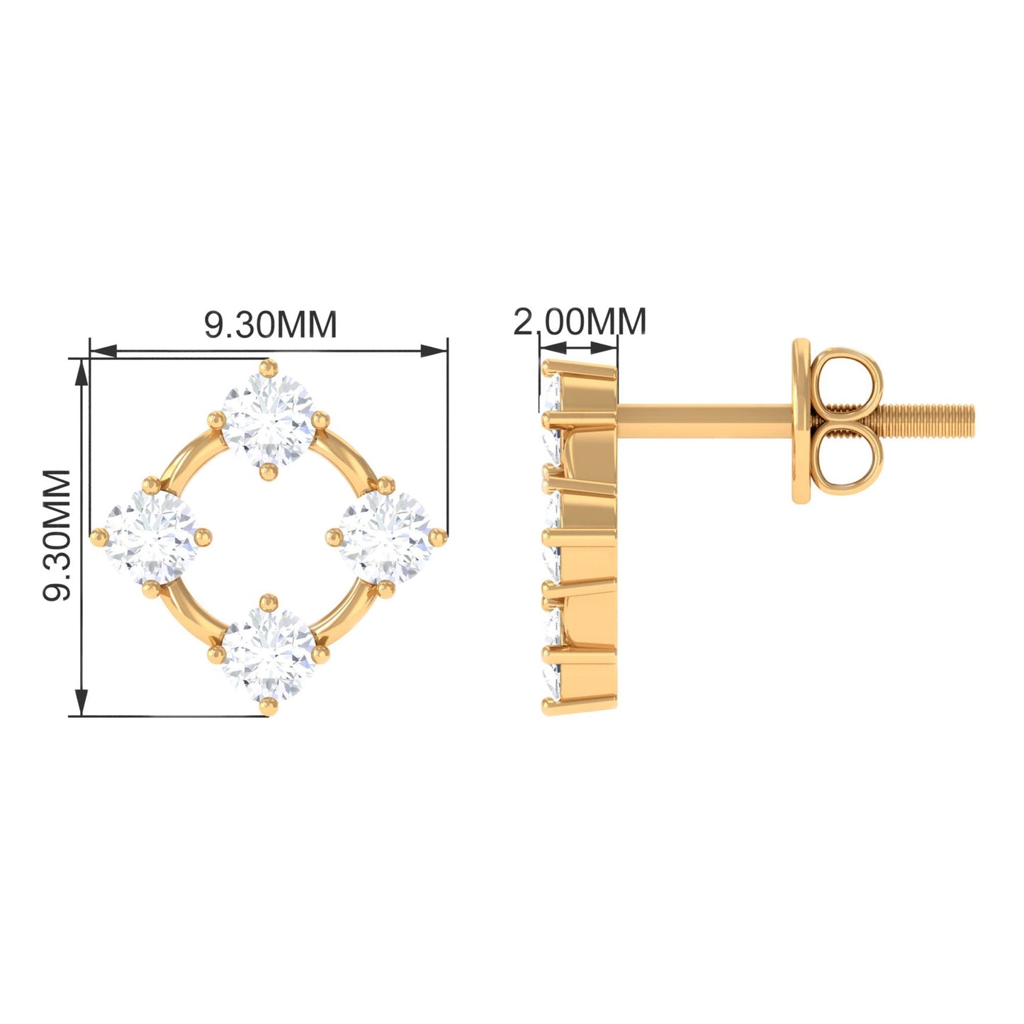 Natural Womens Diamond Stud Earrings with Screw Back