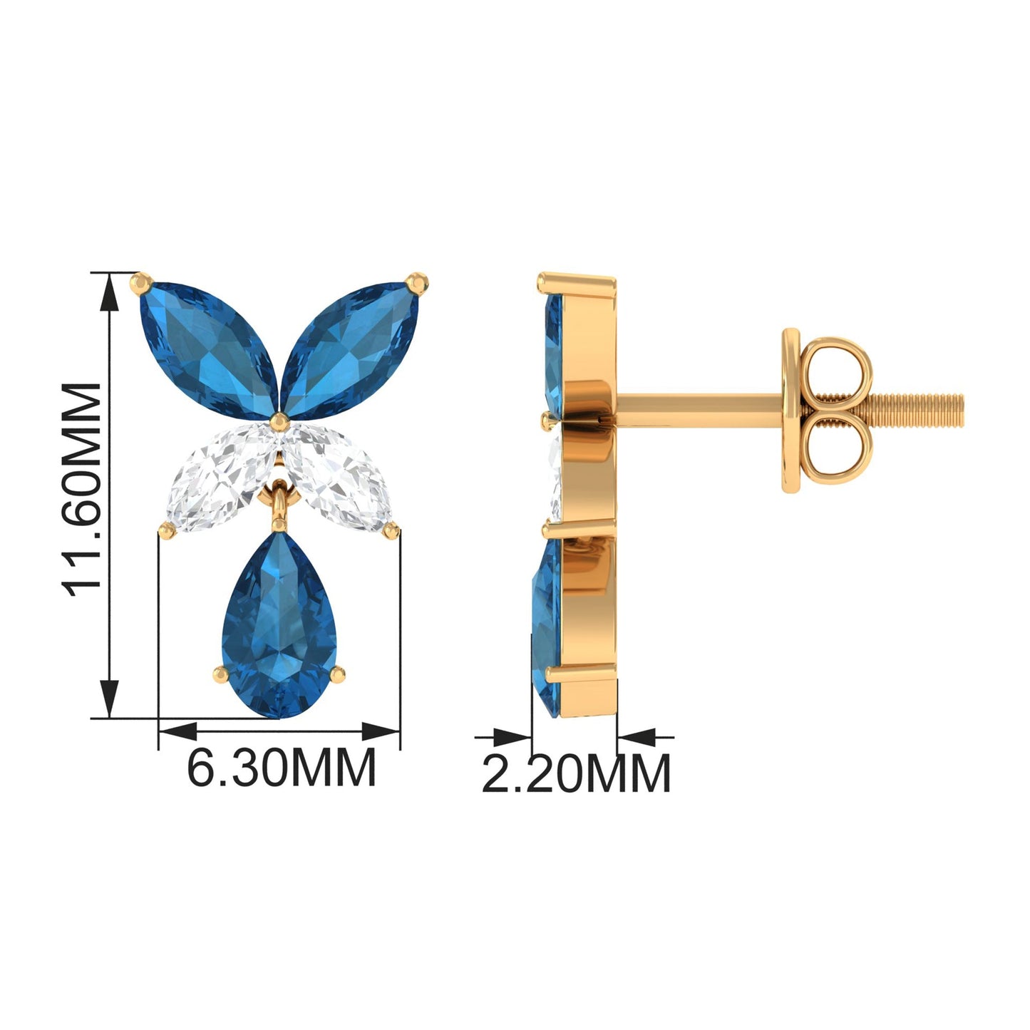 London Blue Topaz and Diamond Flower Drop Earrings