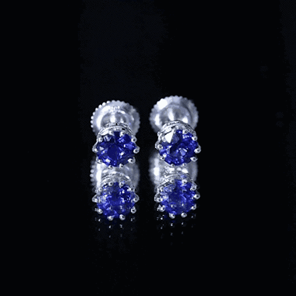 1.9 Carat Blue Sapphire Solitaire Vintage Earrings for Women