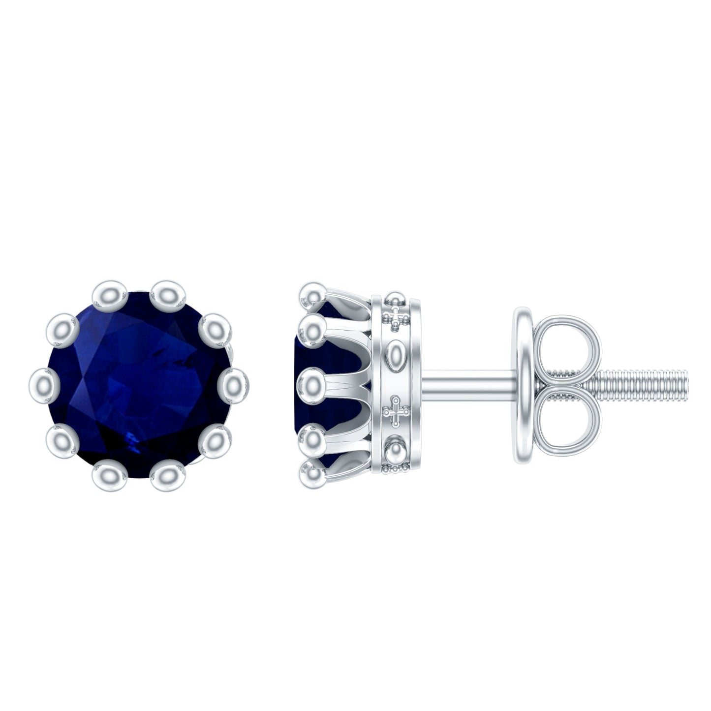 1.9 Carat Blue Sapphire Solitaire Vintage Earrings for Women