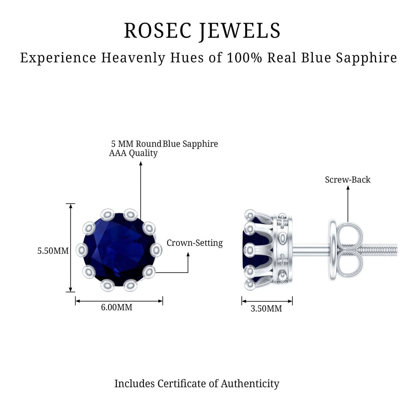 1.9 Carat Blue Sapphire Solitaire Vintage Earrings for Women