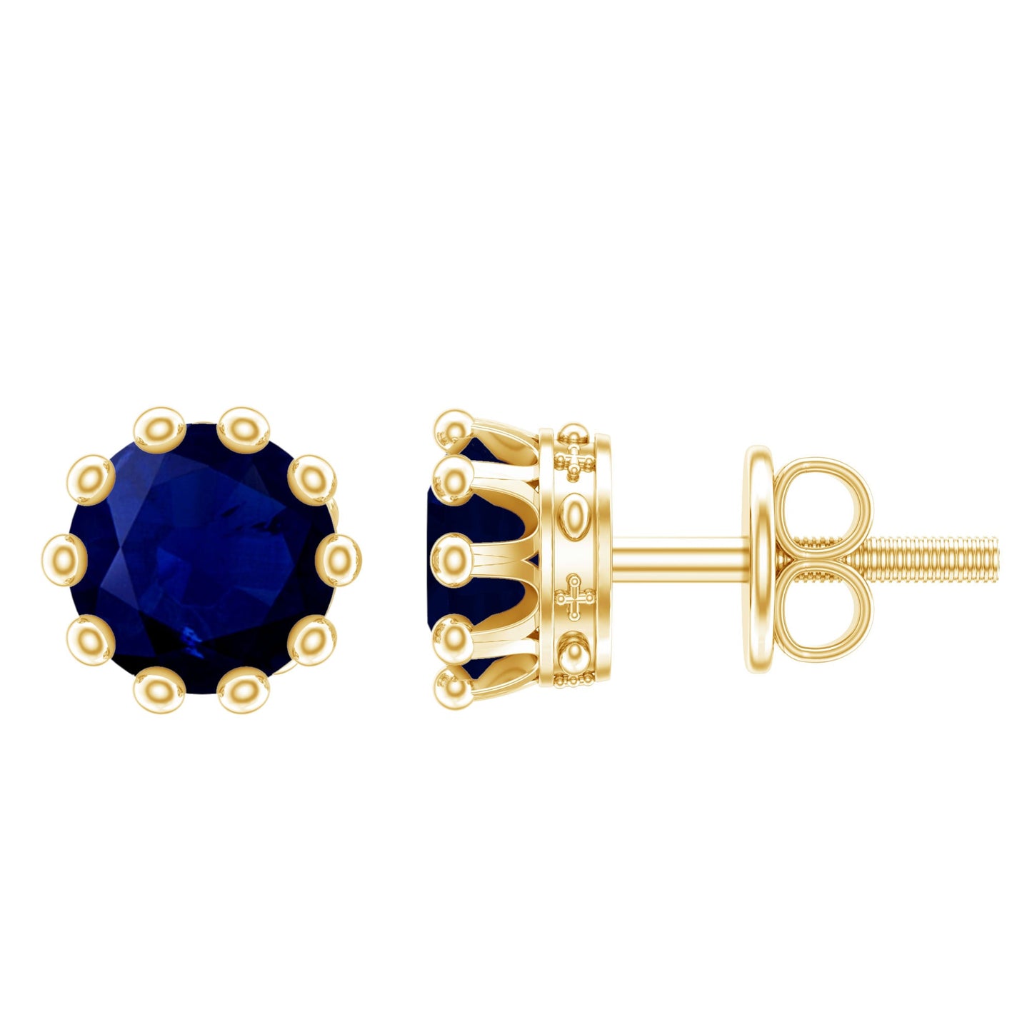 1.9 Carat Blue Sapphire Solitaire Vintage Earrings for Women