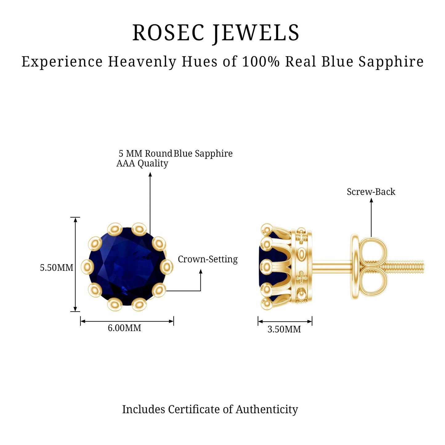 1.9 Carat Blue Sapphire Solitaire Vintage Earrings for Women