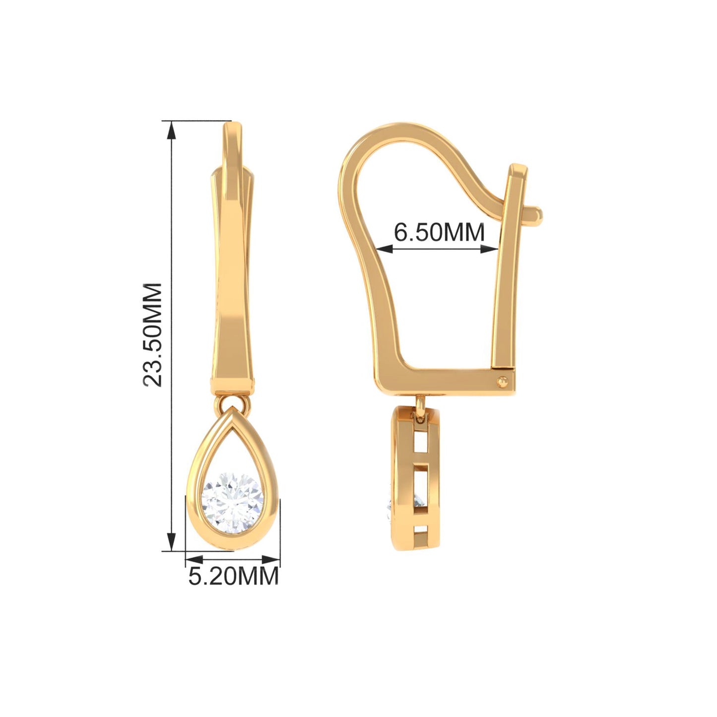 0.5 Carat Genuine Diamond Teardrop Hoop Earrings