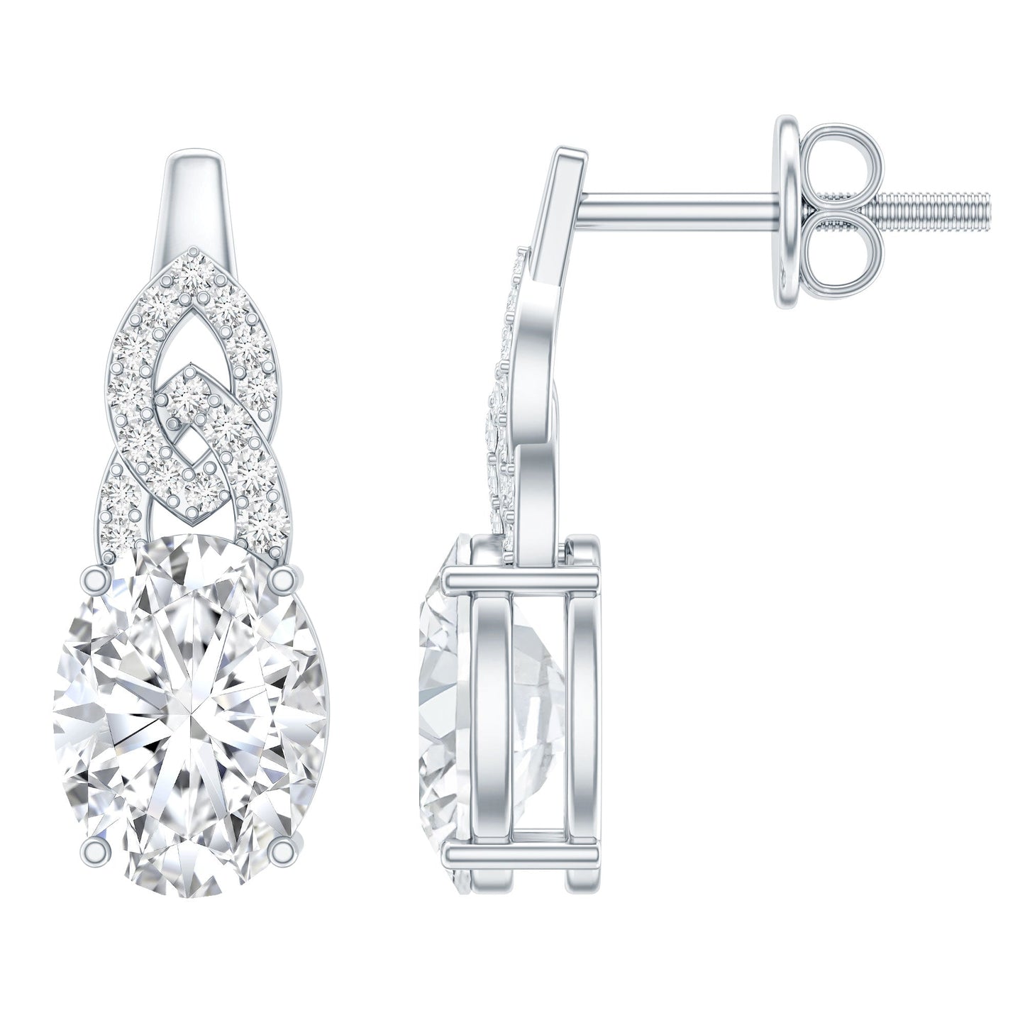 2.5 Carat Oval Lab Grown Diamond Designer Stud Earrings