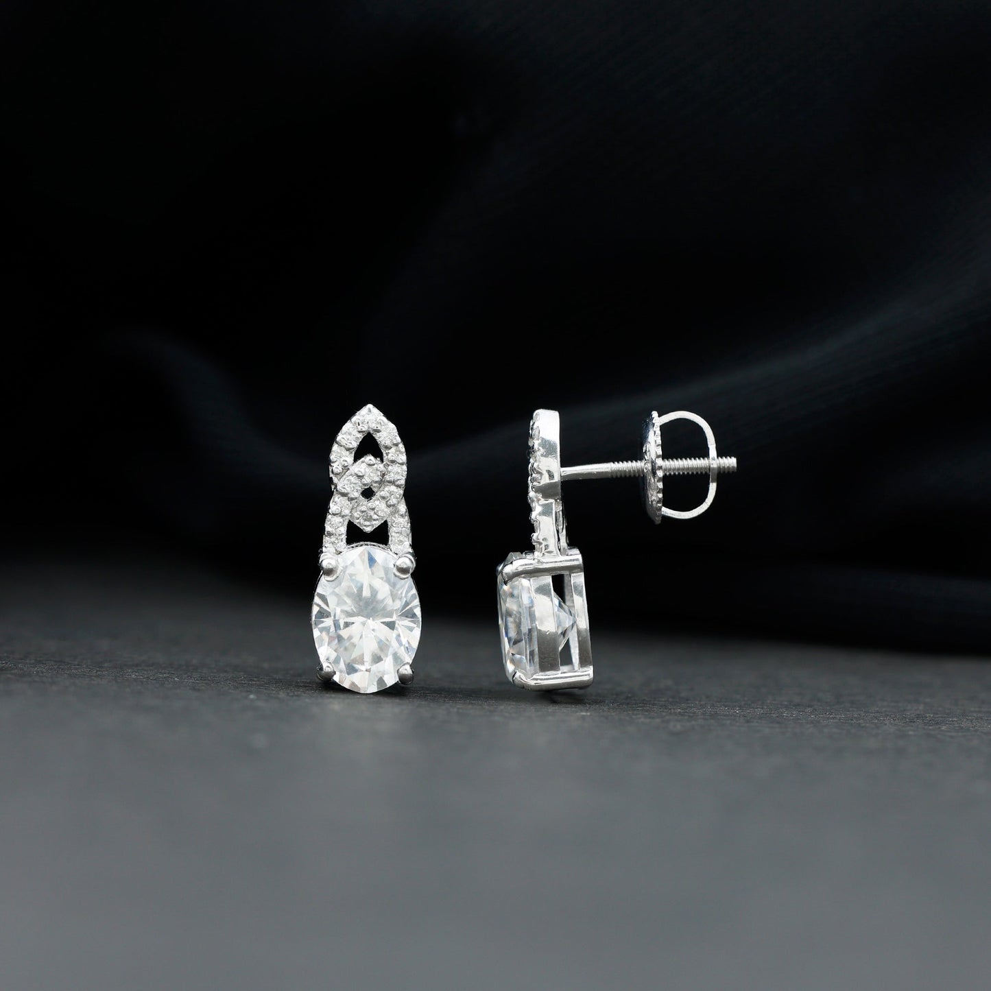 2.5 Carat Oval Lab Grown Diamond Designer Stud Earrings