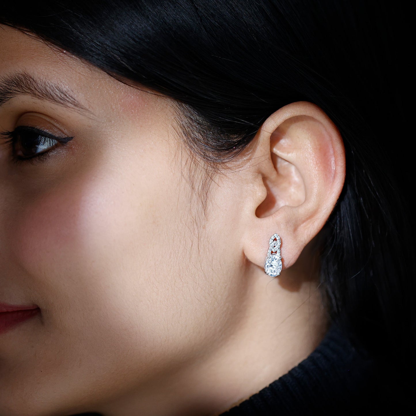 2.5 Carat Oval Lab Grown Diamond Designer Stud Earrings