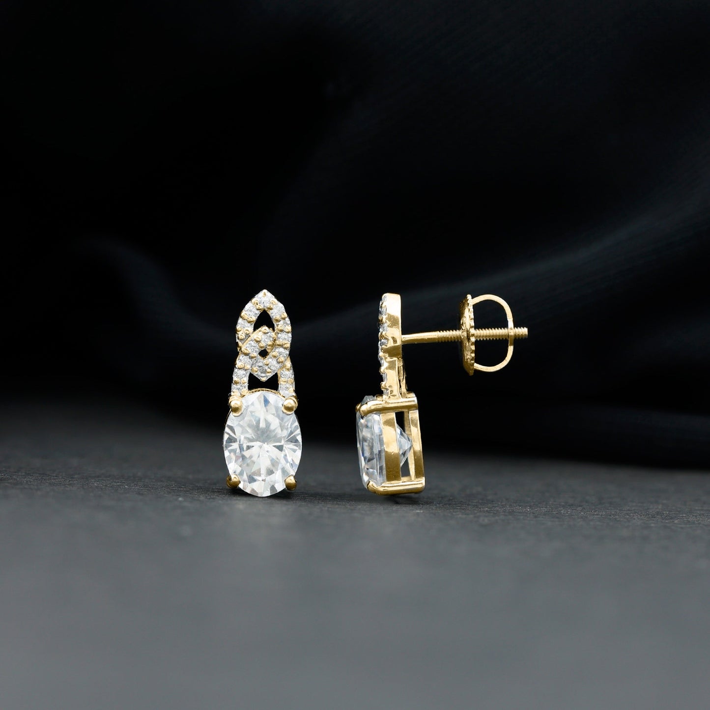 2.5 Carat Oval Lab Grown Diamond Designer Stud Earrings