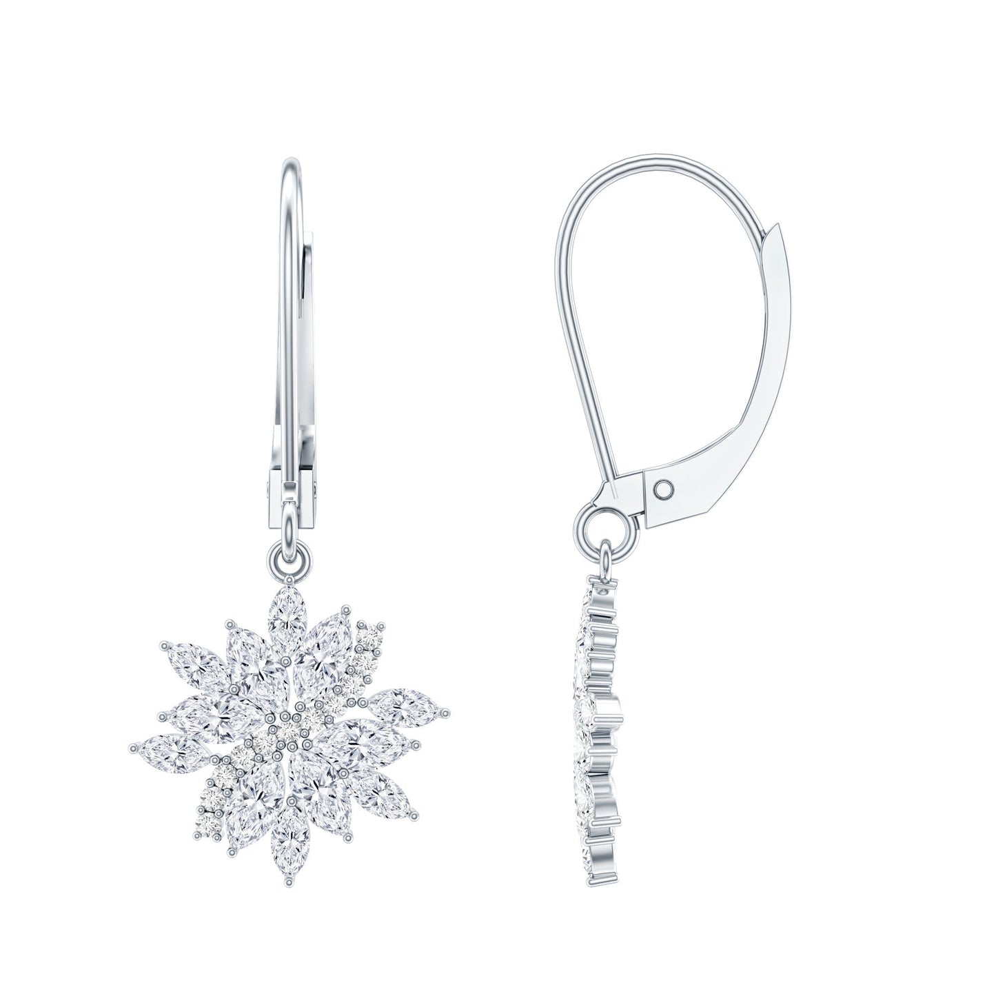 Lab Grown Diamond Flower Hoop Earrings