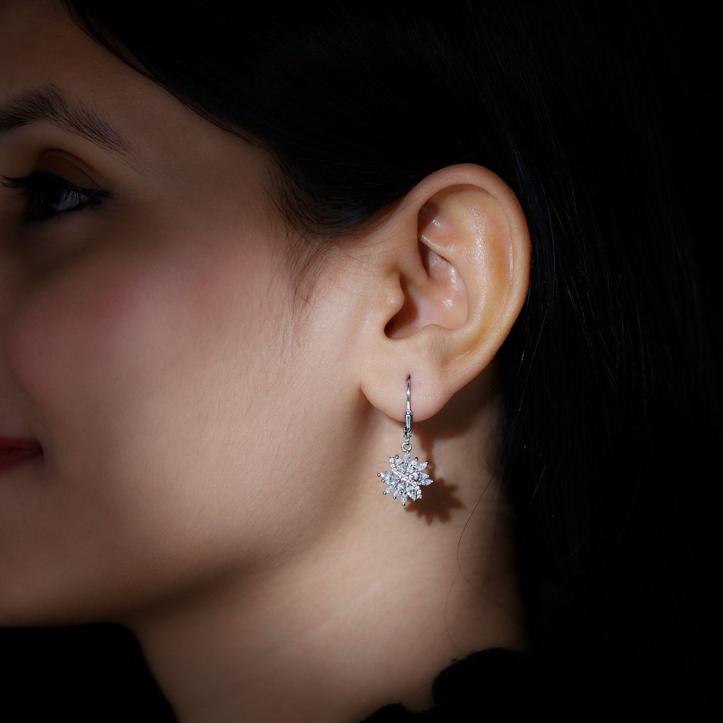 Lab Grown Diamond Flower Hoop Earrings