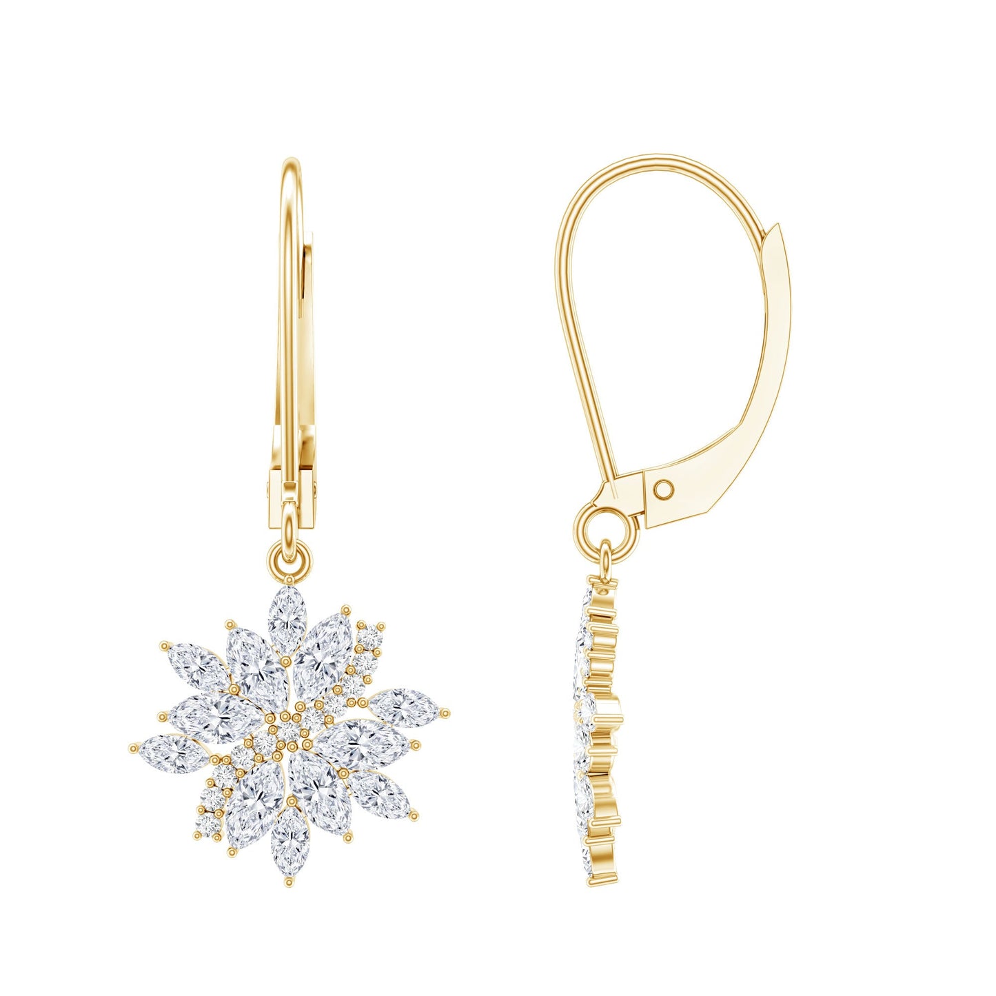 Lab Grown Diamond Flower Hoop Earrings