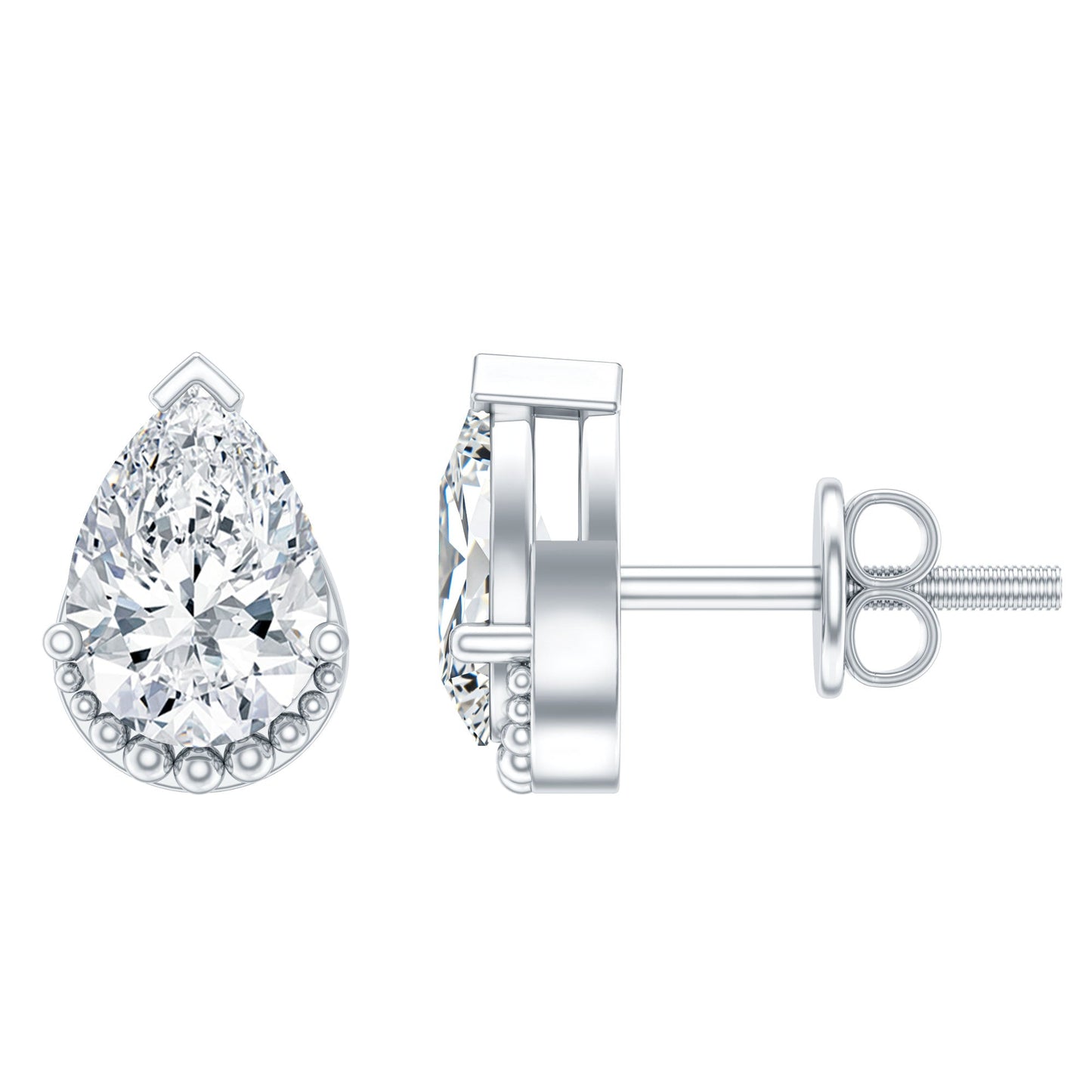 Certified Lab 1.3 Carat Pear Diamond Designer Stud Earrings