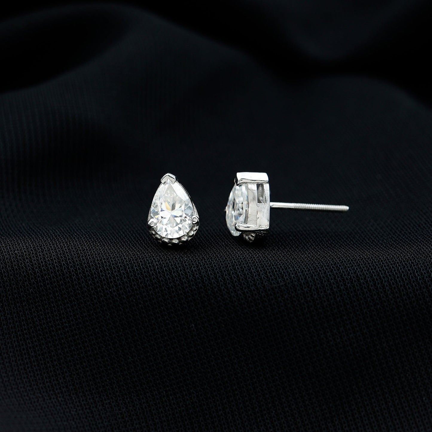 Certified Lab 1.3 Carat Pear Diamond Designer Stud Earrings