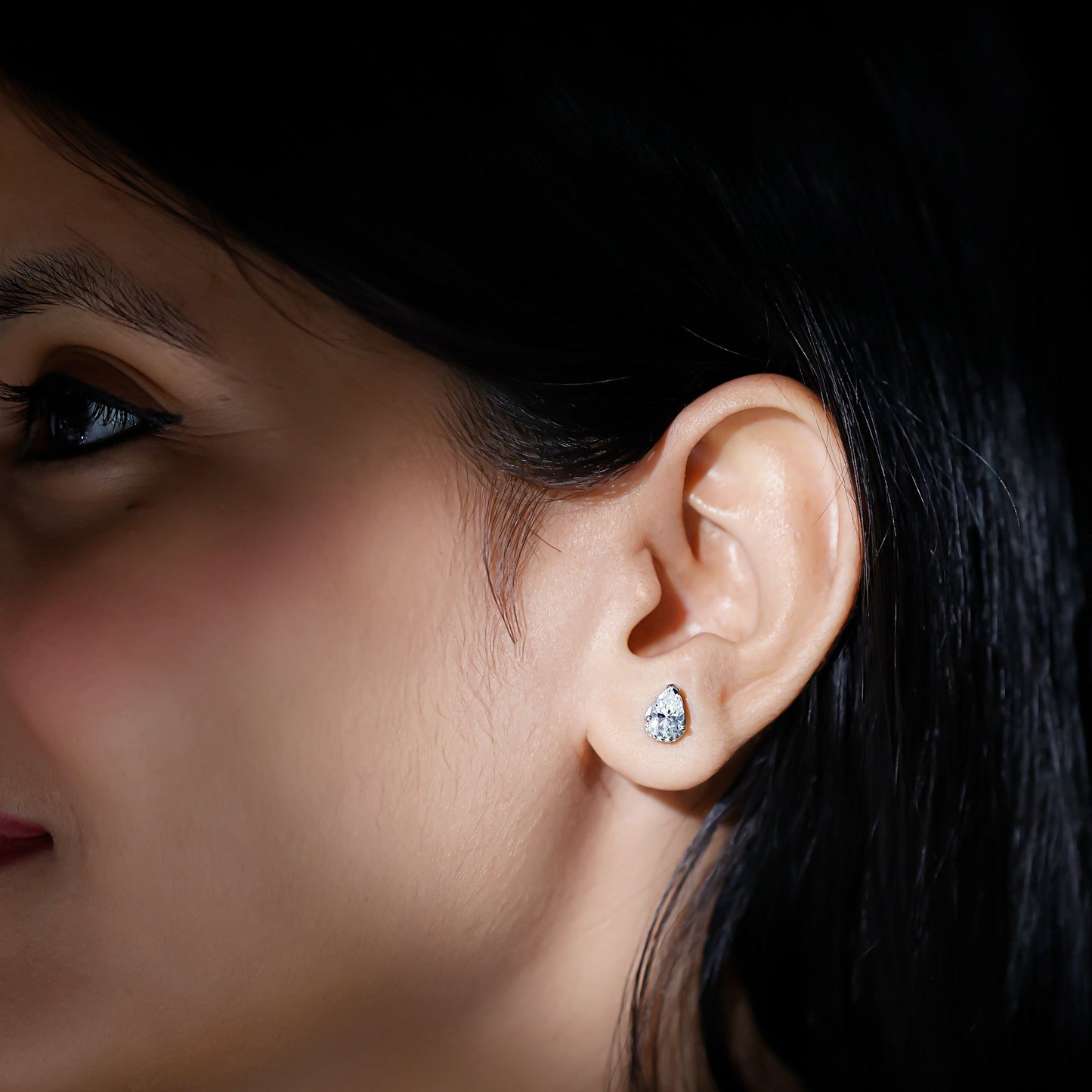 Certified Lab 1.3 Carat Pear Diamond Designer Stud Earrings