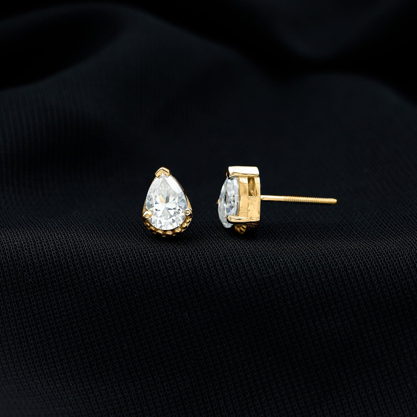 Certified Lab 1.3 Carat Pear Diamond Designer Stud Earrings