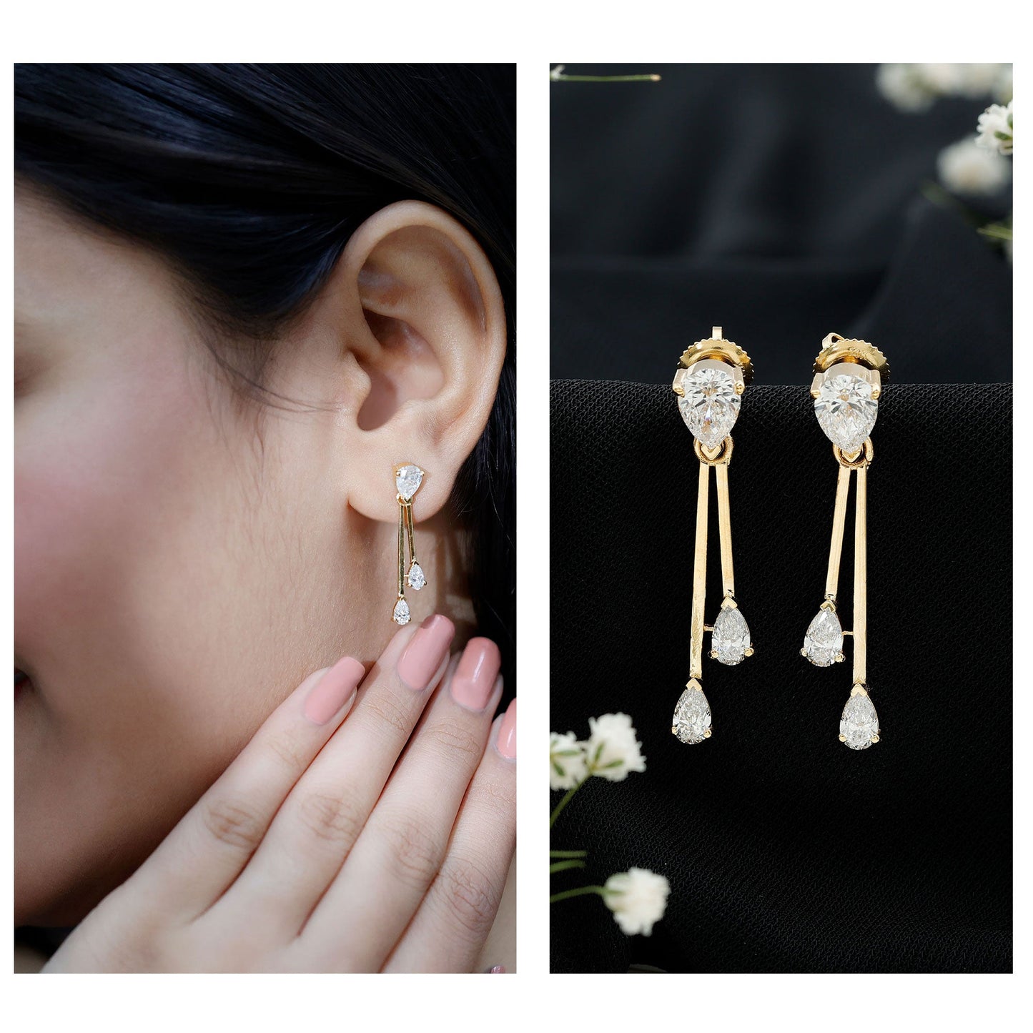 Certified Lab Grown Diamond Teardrop Dangle Earrings