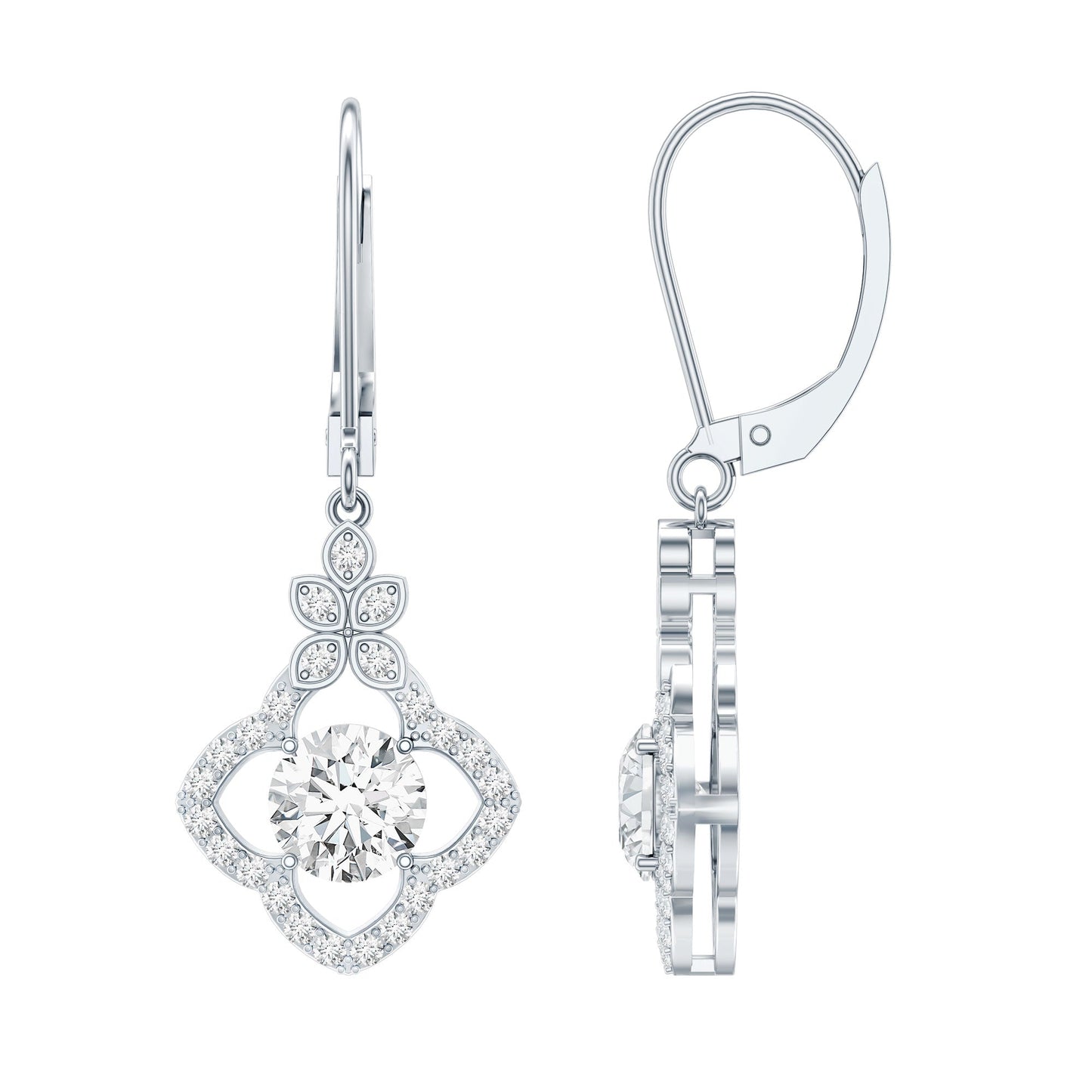 1.9 Carat Certified Lab Round Diamond Flower Drop Earrings