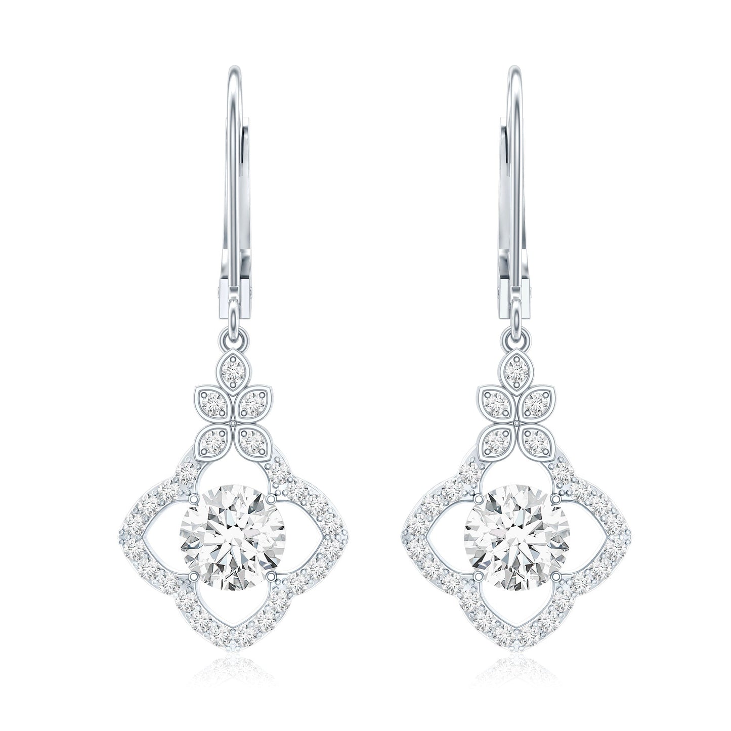 1.9 Carat Certified Lab Round Diamond Flower Drop Earrings