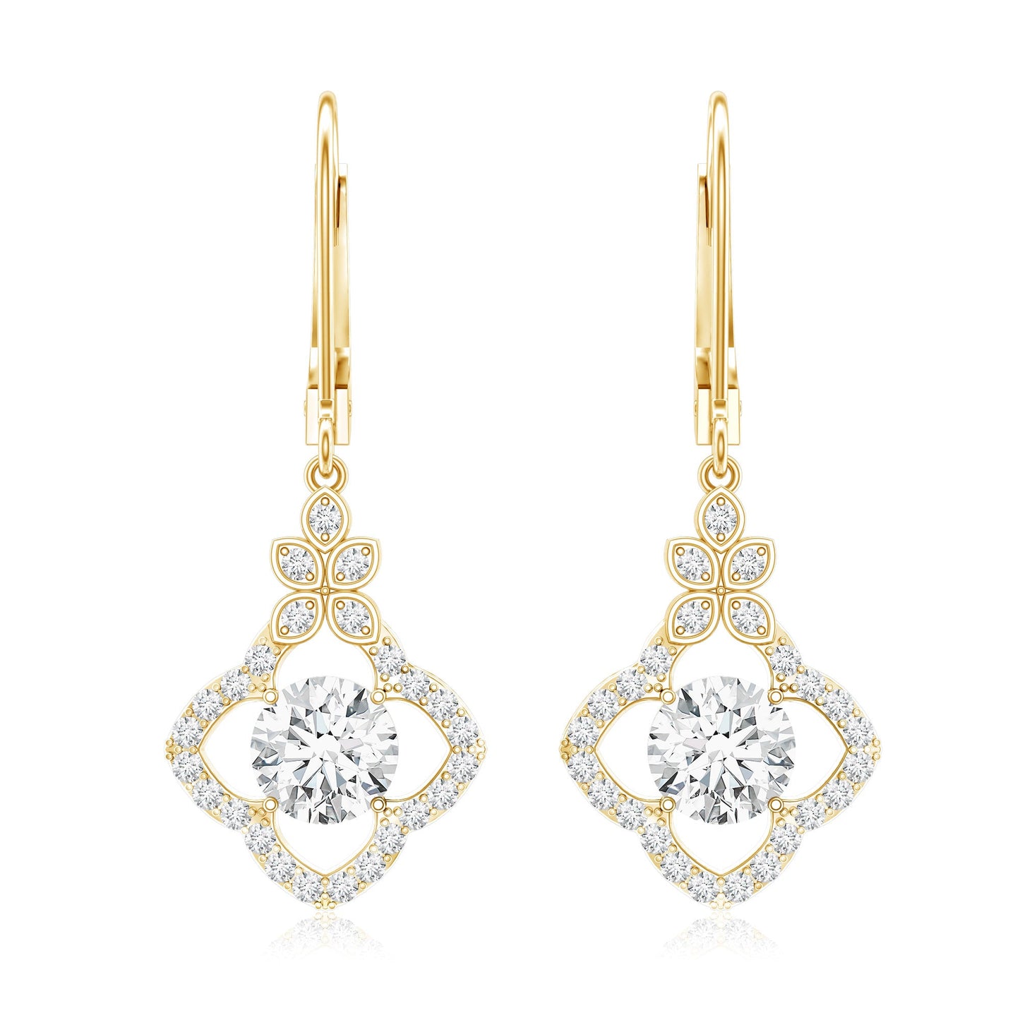 1.9 Carat Certified Lab Round Diamond Flower Drop Earrings