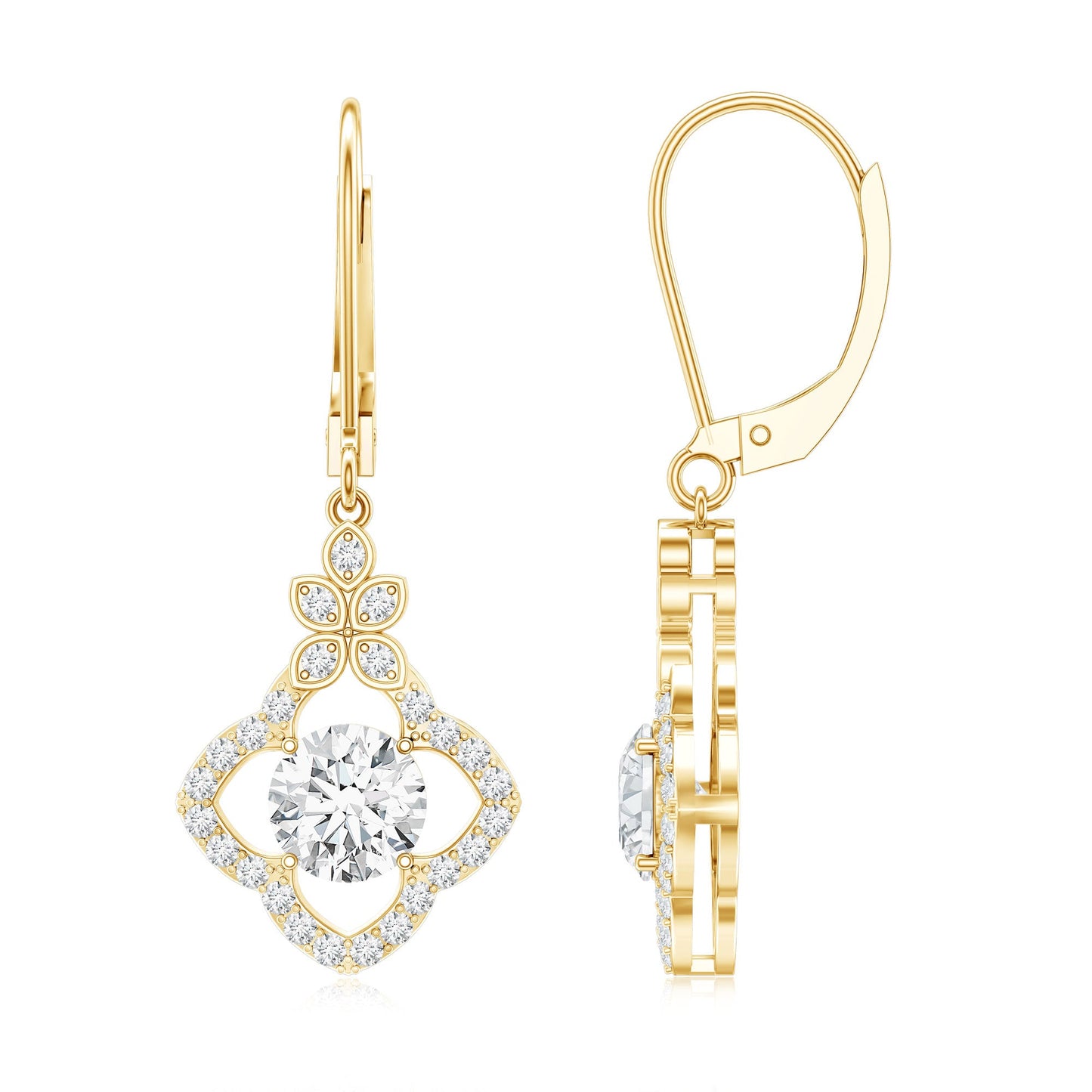 1.9 Carat Certified Lab Round Diamond Flower Drop Earrings