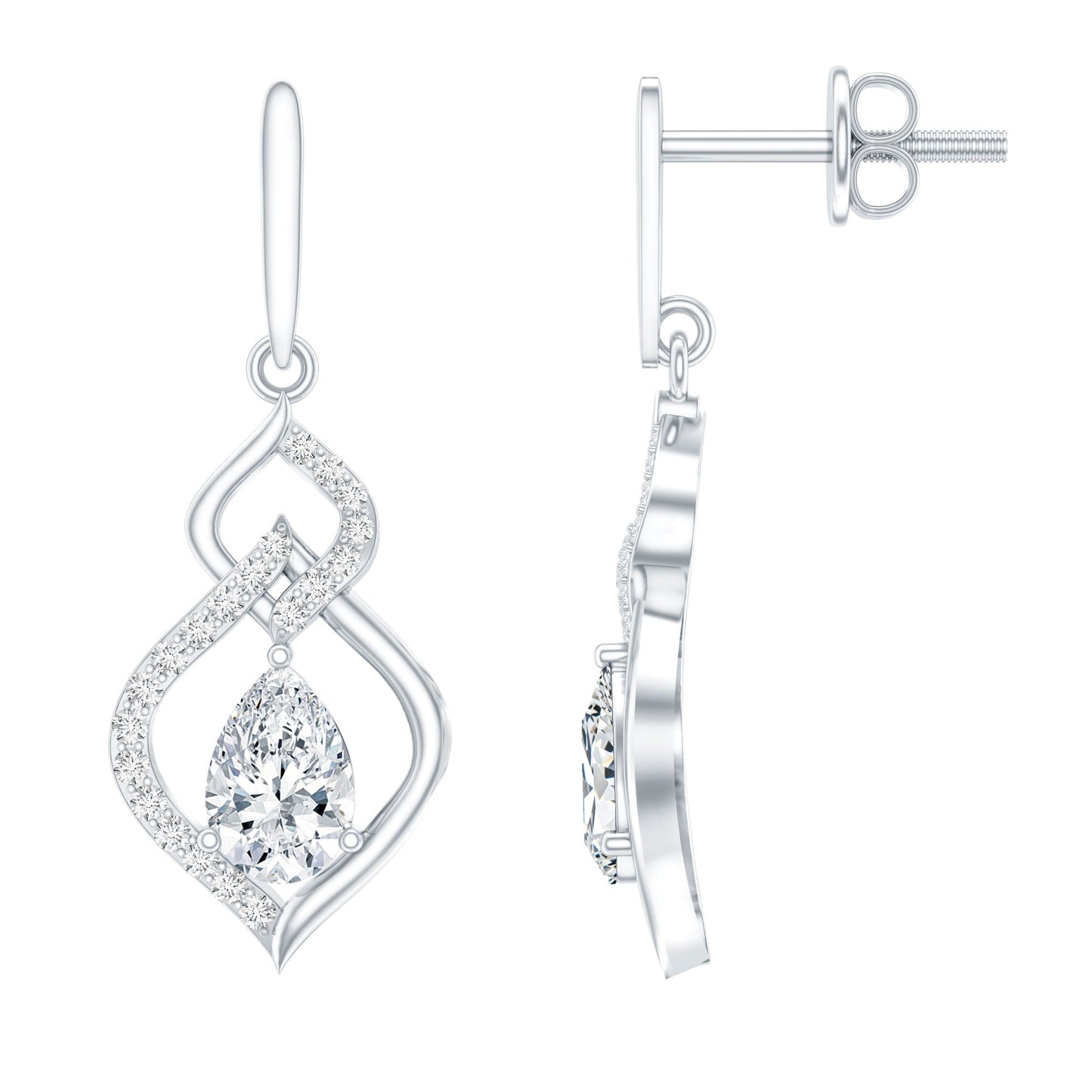 Certified Lab 0.7 Carat Pear Shaped Diamond Drop Bridal Earrings
