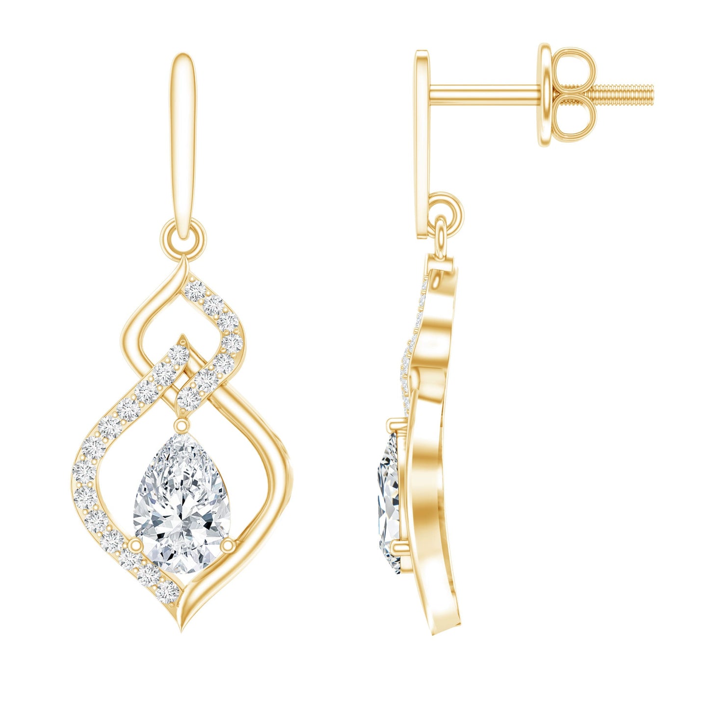 Certified Lab 0.7 Carat Pear Shaped Diamond Drop Bridal Earrings