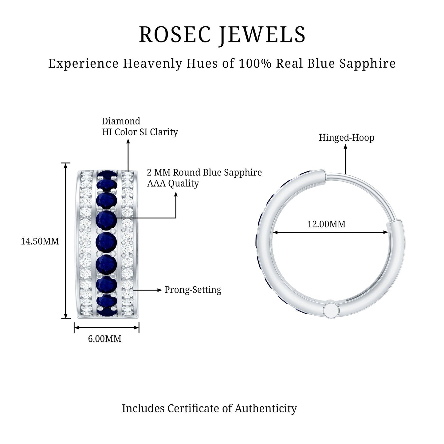Blue Sapphire and Diamond Statement Hoop Earrings