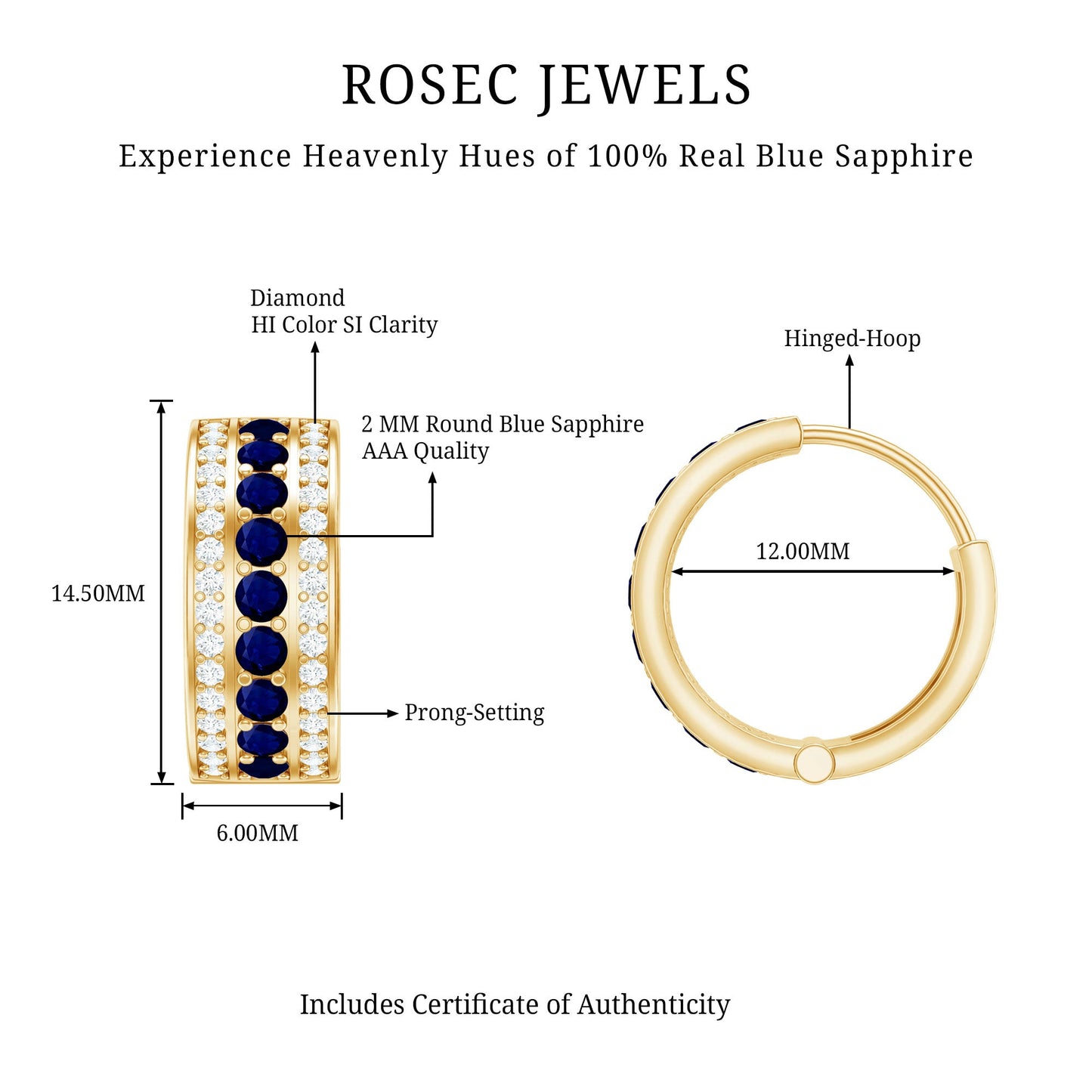 Blue Sapphire and Diamond Statement Hoop Earrings