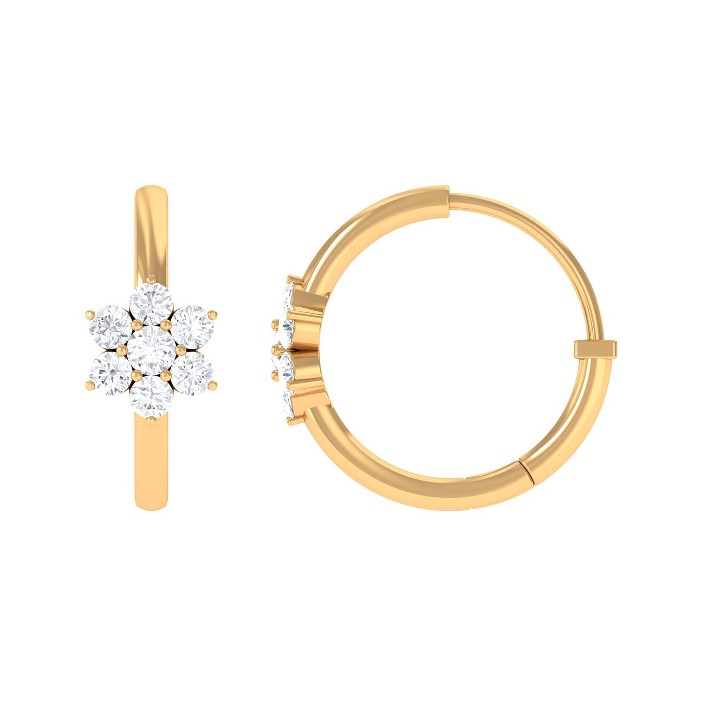 Diamond Flower Hoop Earrings For Her