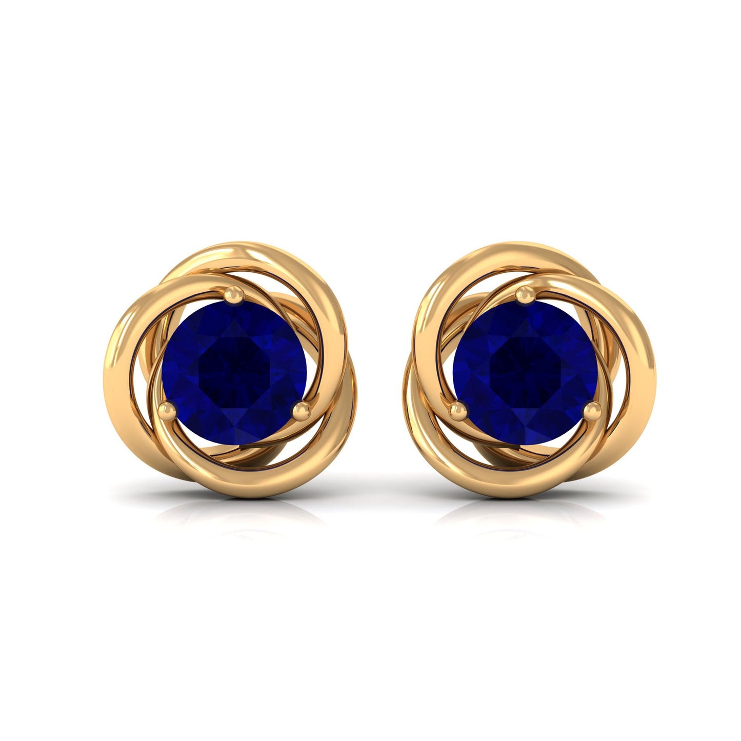1.9 Carat Natural Blue Sapphire Swirl Stud Earrings