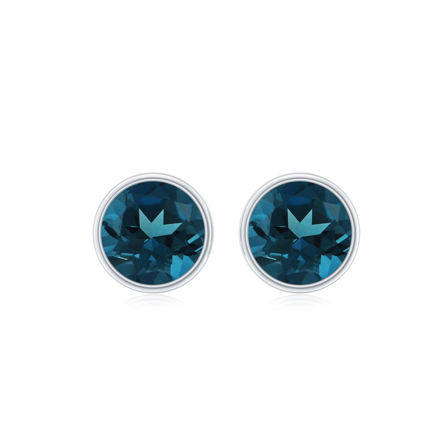 Bezel Set Solitaire London Blue Topaz Everyday Stud Earrings