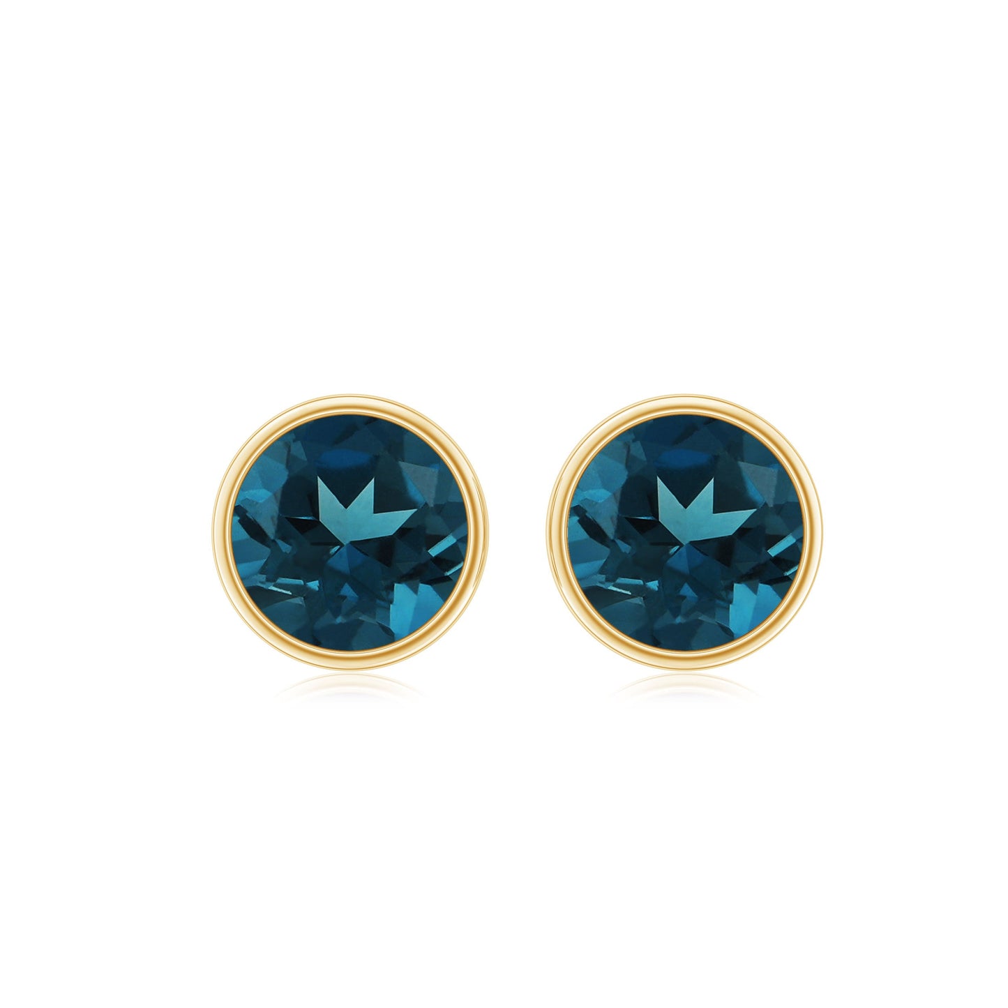 Bezel Set Solitaire London Blue Topaz Everyday Stud Earrings