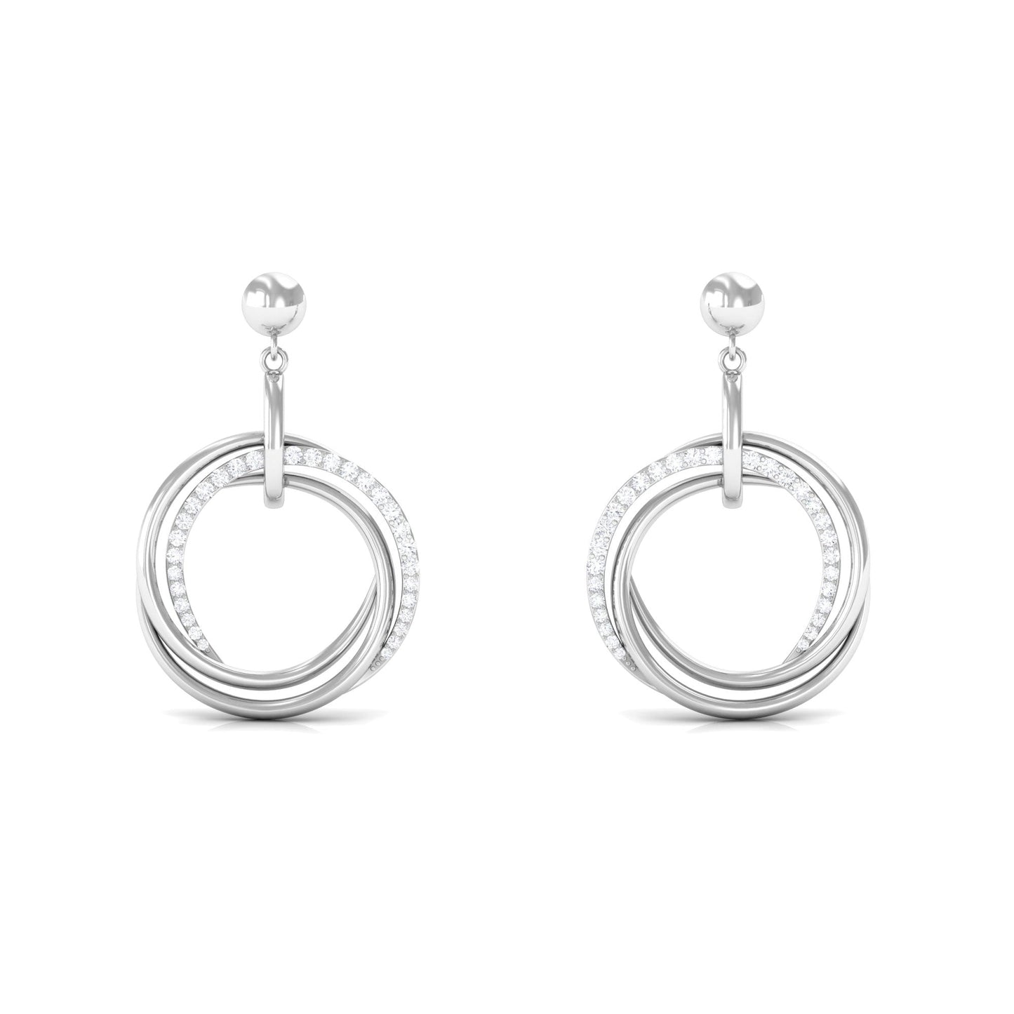 Round Cut Diamond Drop Earring with Screw Back Closure