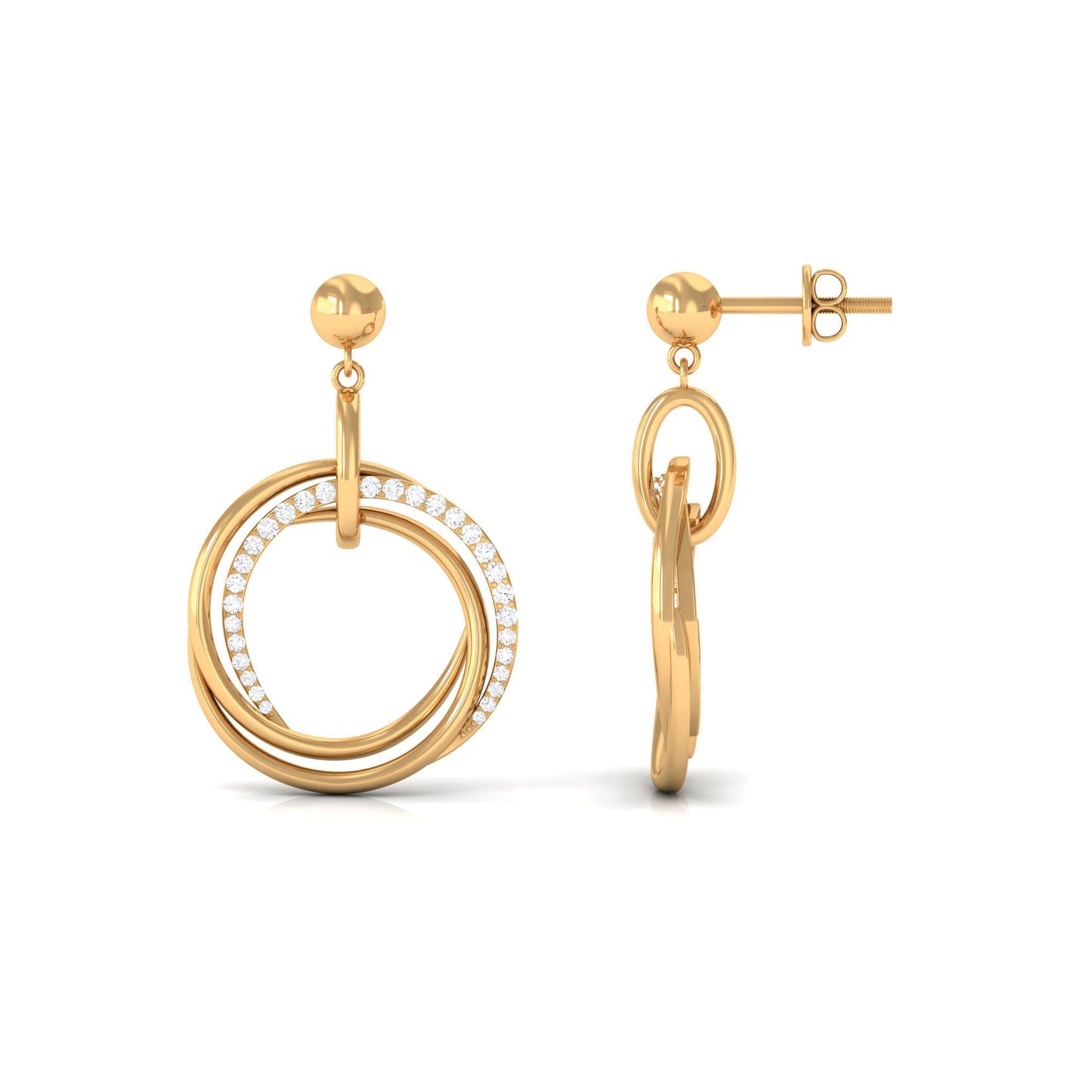 Round Cut Diamond Drop Earring with Screw Back Closure