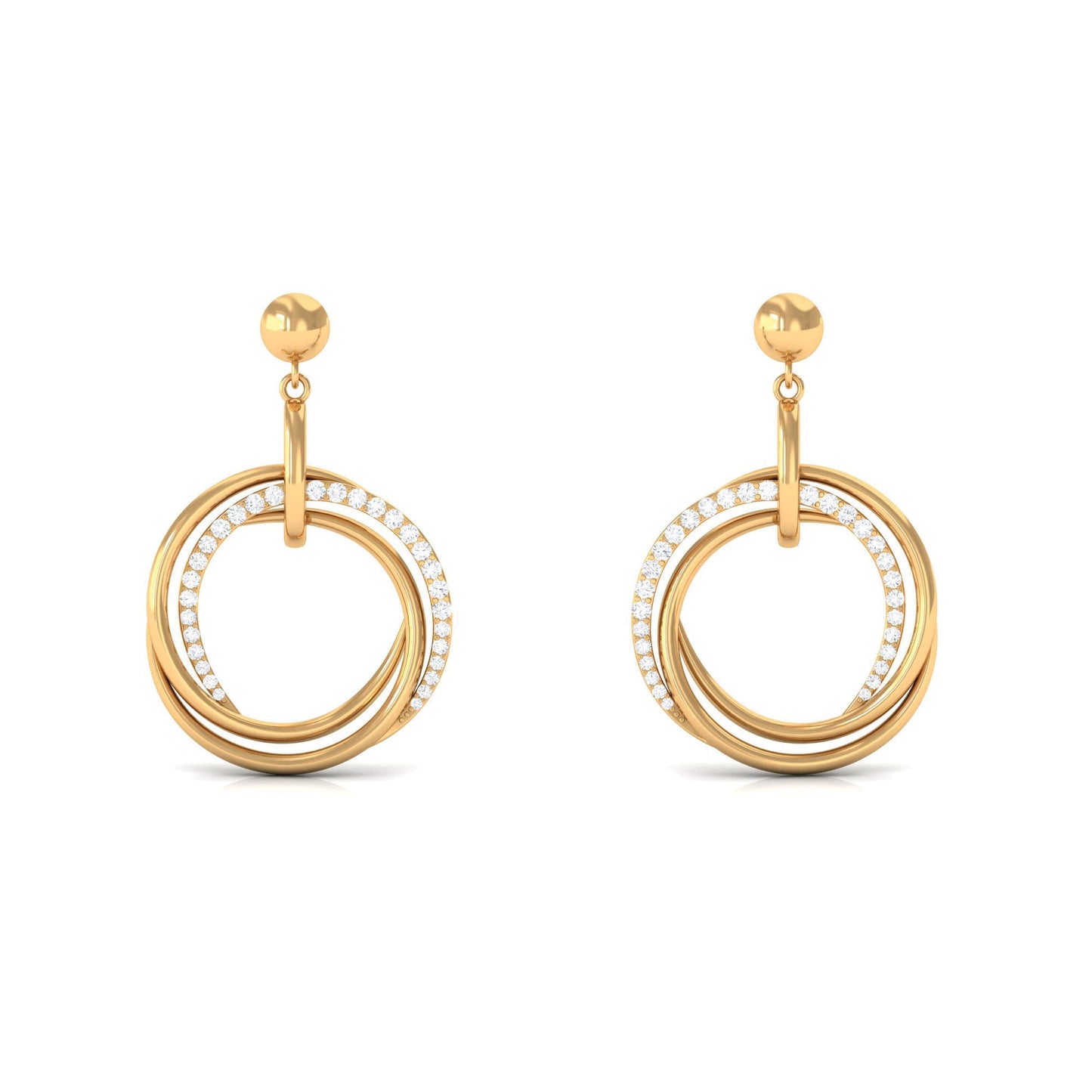 Round Cut Diamond Drop Earring with Screw Back Closure