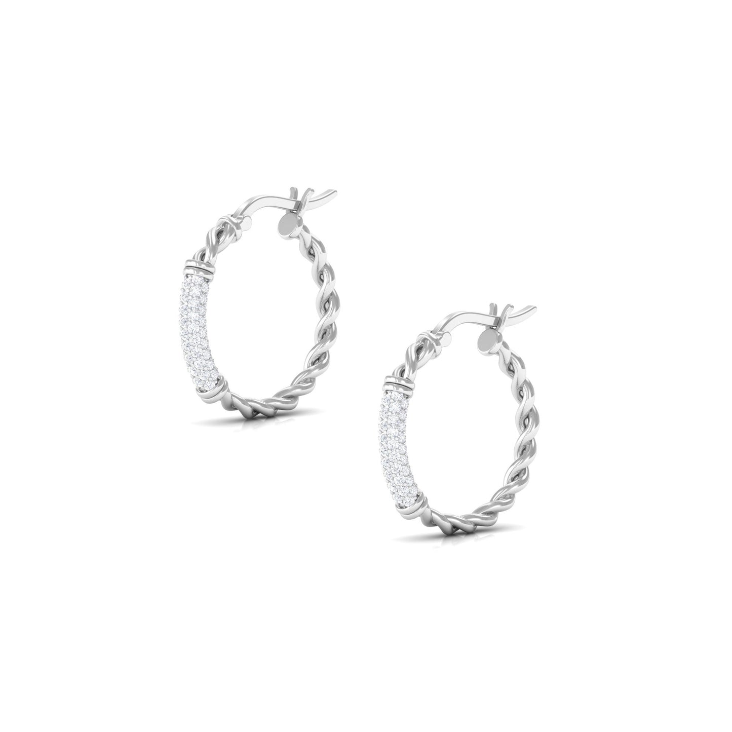 Twisted Rope Hoop Earrings with Diamond