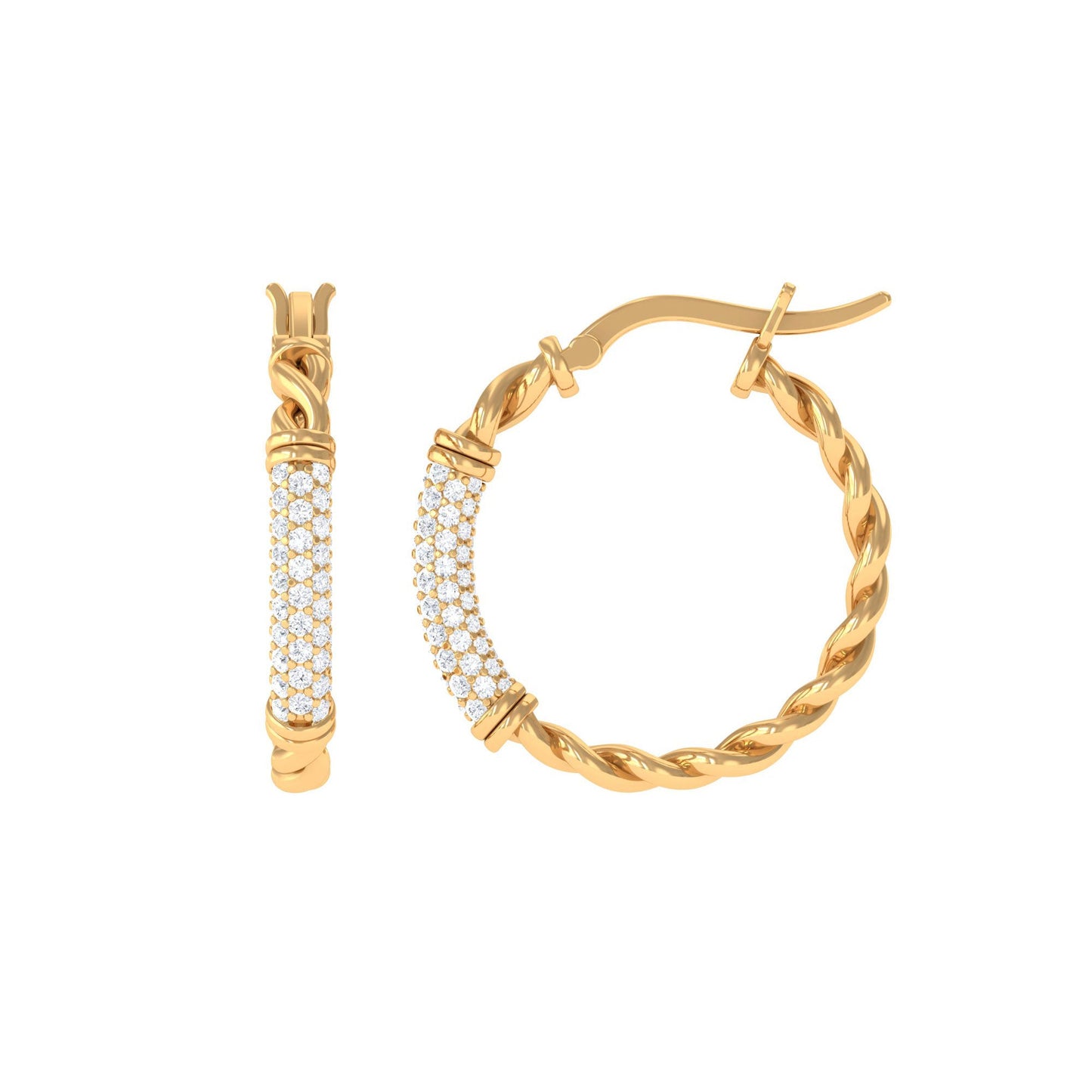 Twisted Rope Hoop Earrings with Diamond