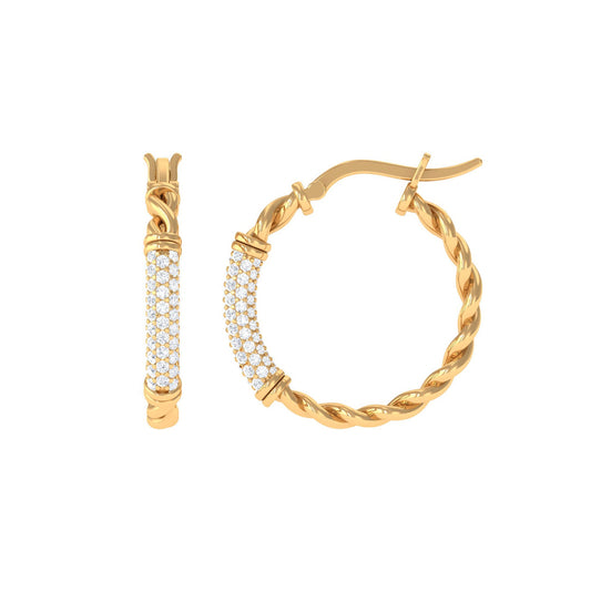 Twisted Rope Hoop Earrings with Diamond