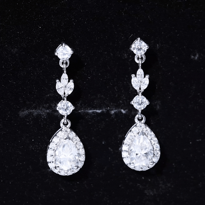 Classic Pear Shape Moissanite Bridal Dangle Earrings