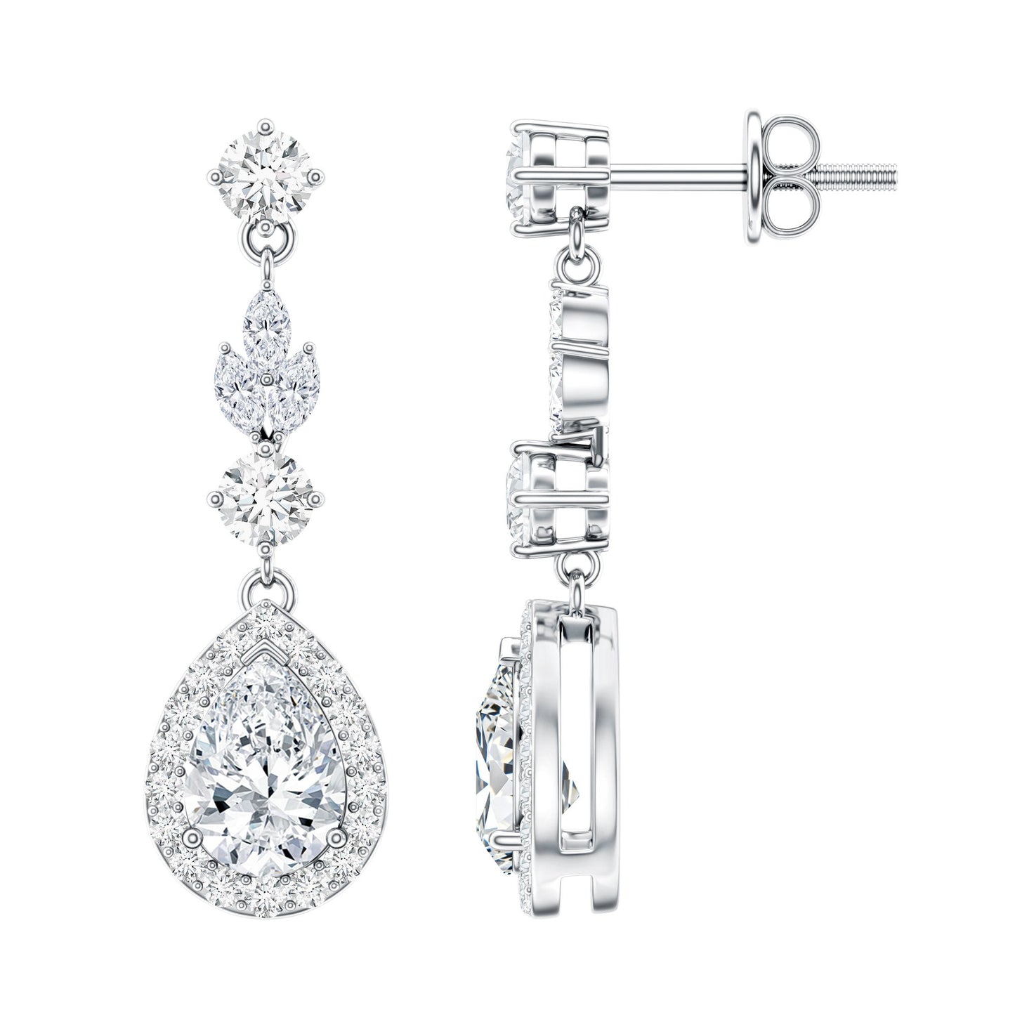 Classic Pear Shape Moissanite Bridal Dangle Earrings