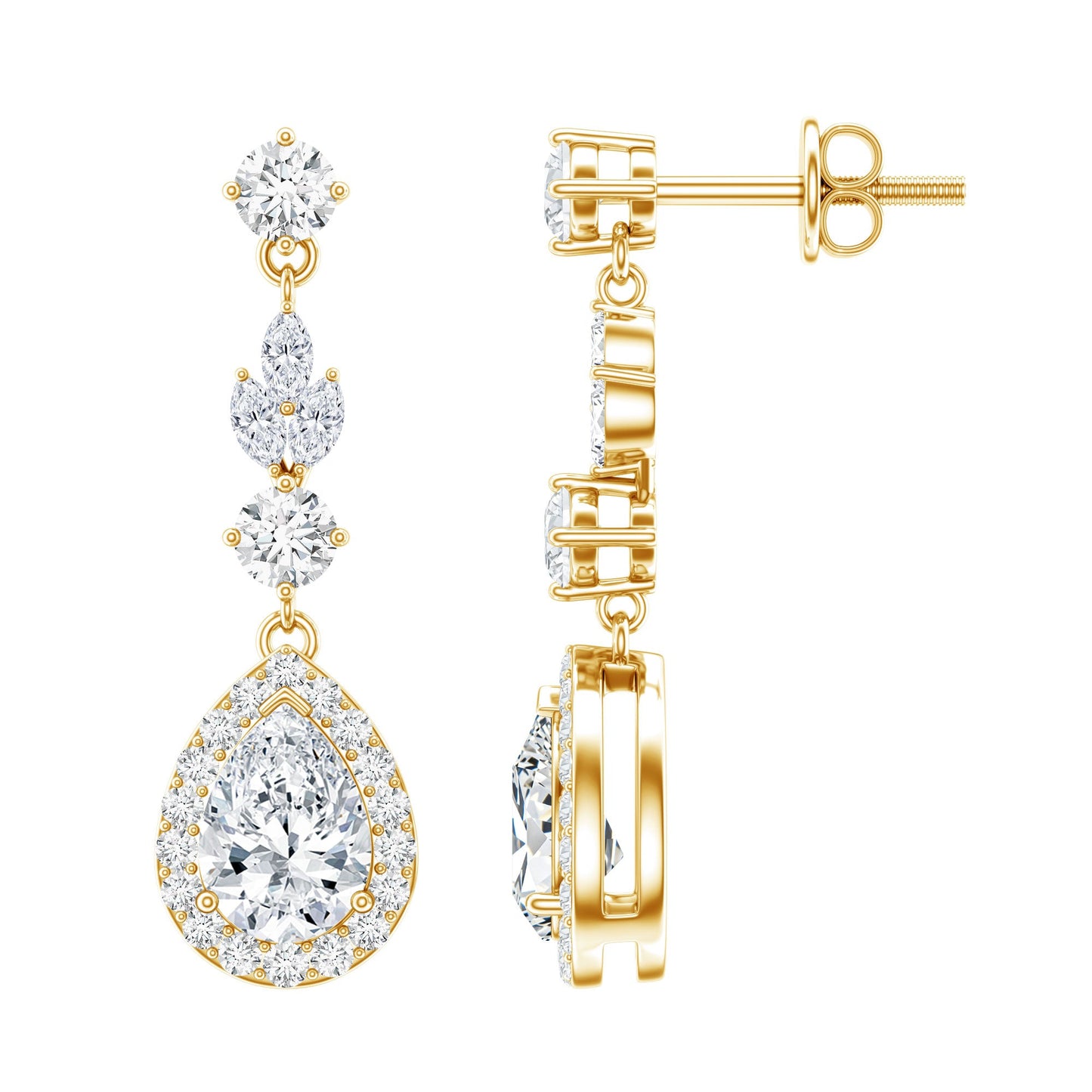 Classic Pear Shape Moissanite Bridal Dangle Earrings