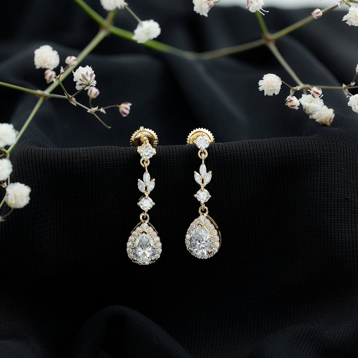 Classic Pear Shape Moissanite Bridal Dangle Earrings