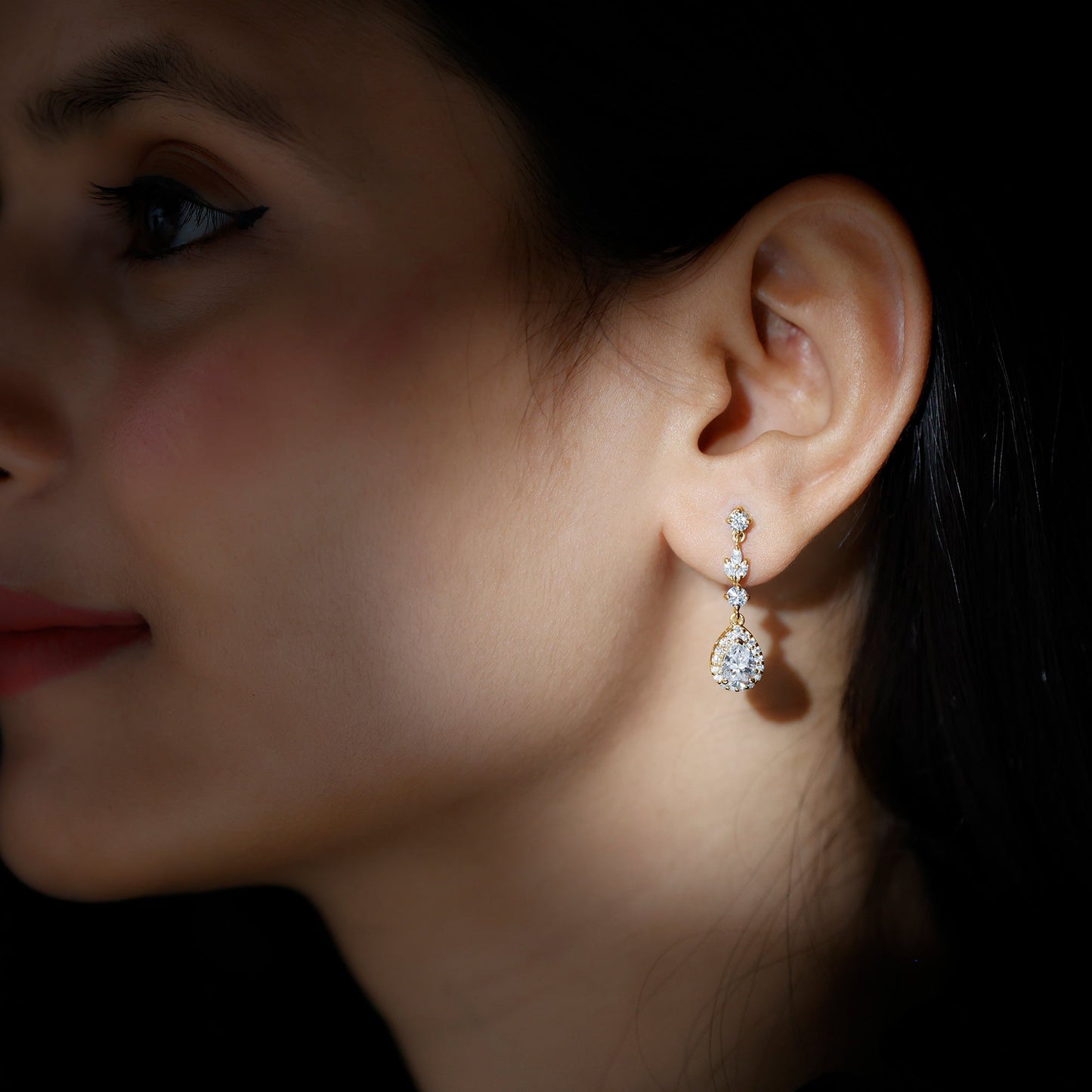 Classic Pear Shape Moissanite Bridal Dangle Earrings