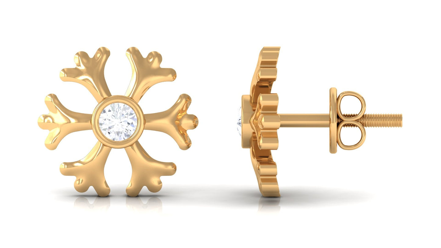 Minimal Diamond Snowflake Earrings with Screw Back