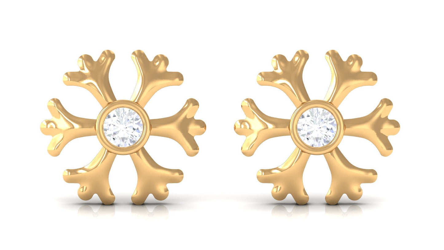 Minimal Diamond Snowflake Earrings with Screw Back
